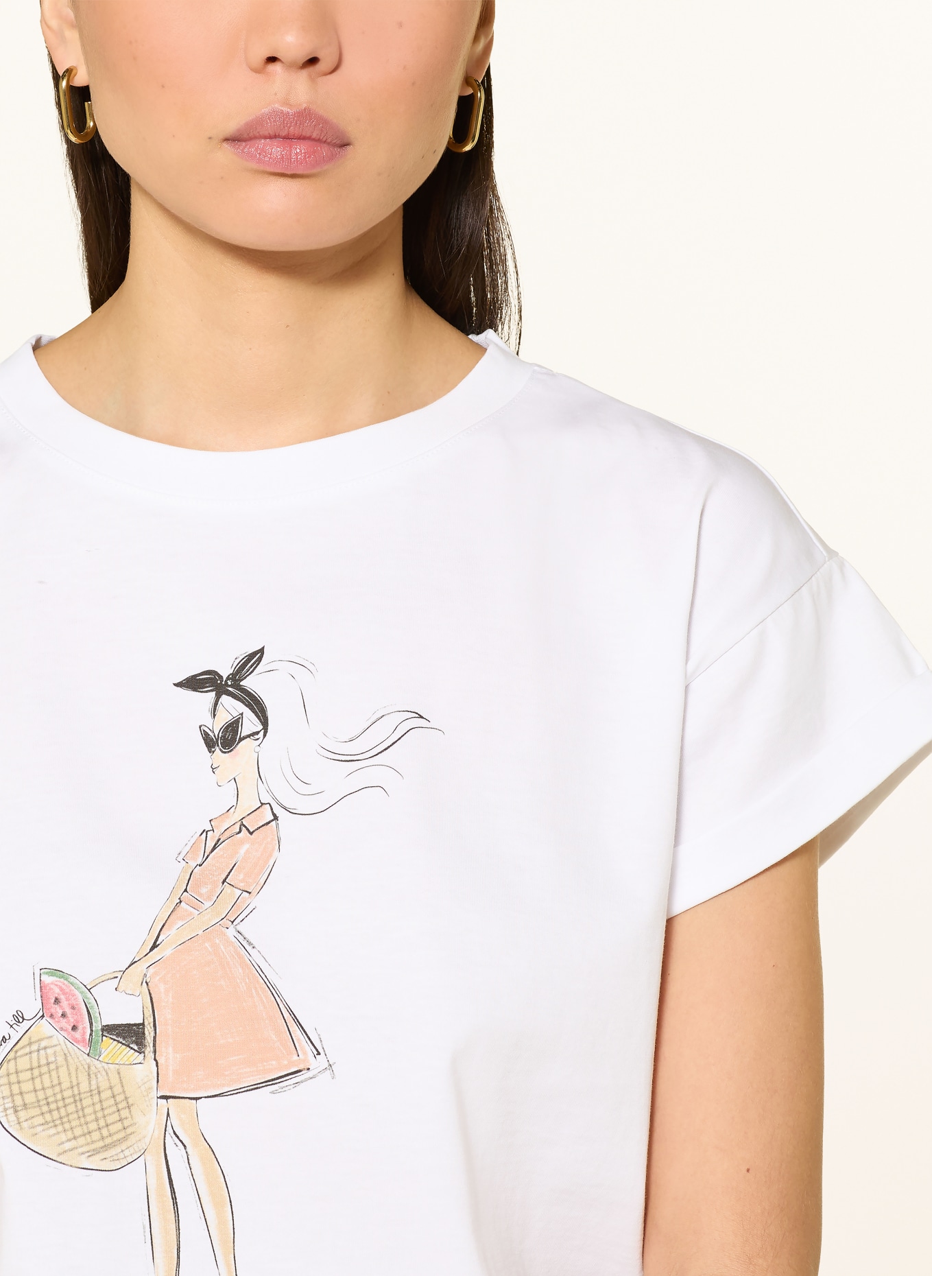 kera till Tričko FRAU IM KLEID: BÍLÁ / TMAVĚ ORANŽOVÁ / ČERNÁ