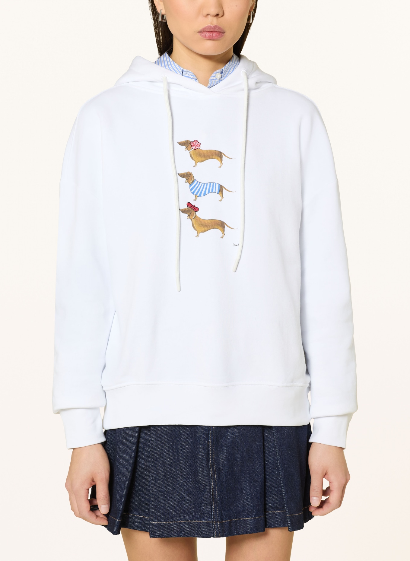 kera till Hoodie: WHITE / BLUE