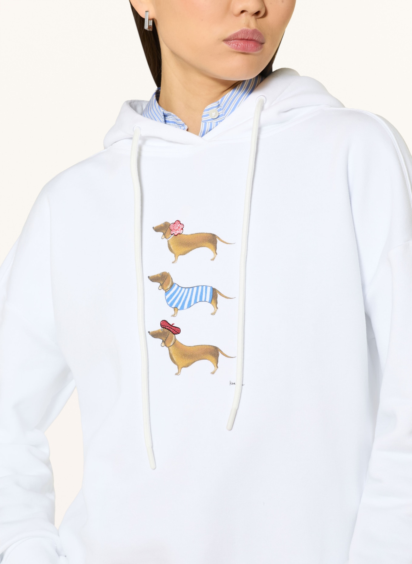 kera till Hoodie: WHITE / BLUE