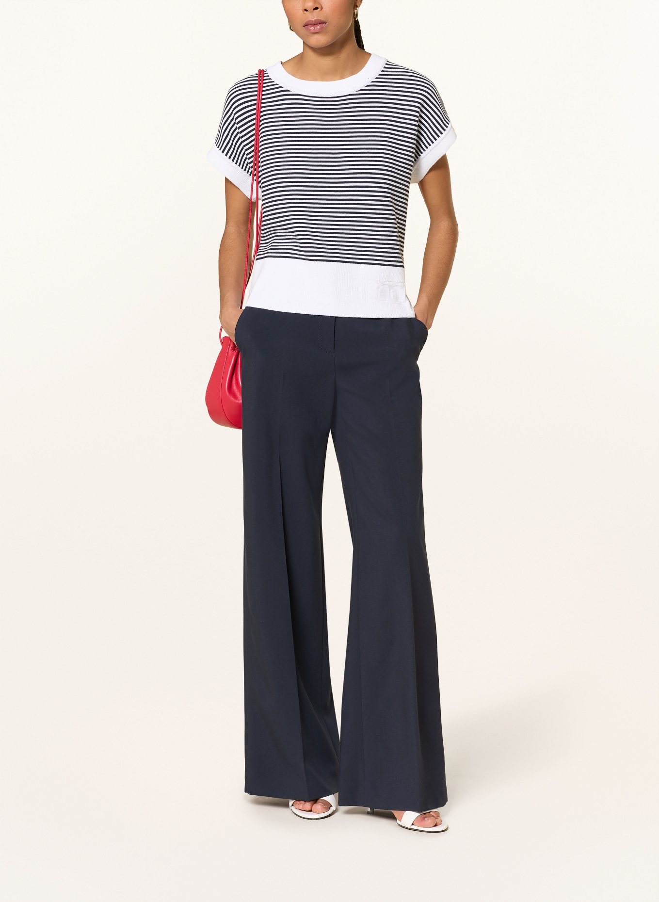 JOOP! Pletené tričko KIPE: TMAVĚ MODRÁ / BÍLÁ