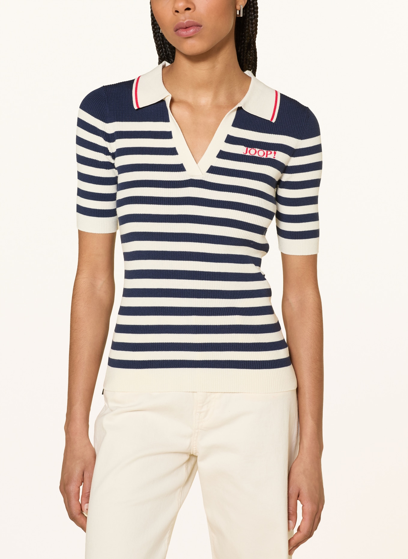 JOOP! Pletené polo tričko: TMAVĚ MODRÁ / REŽNÁ