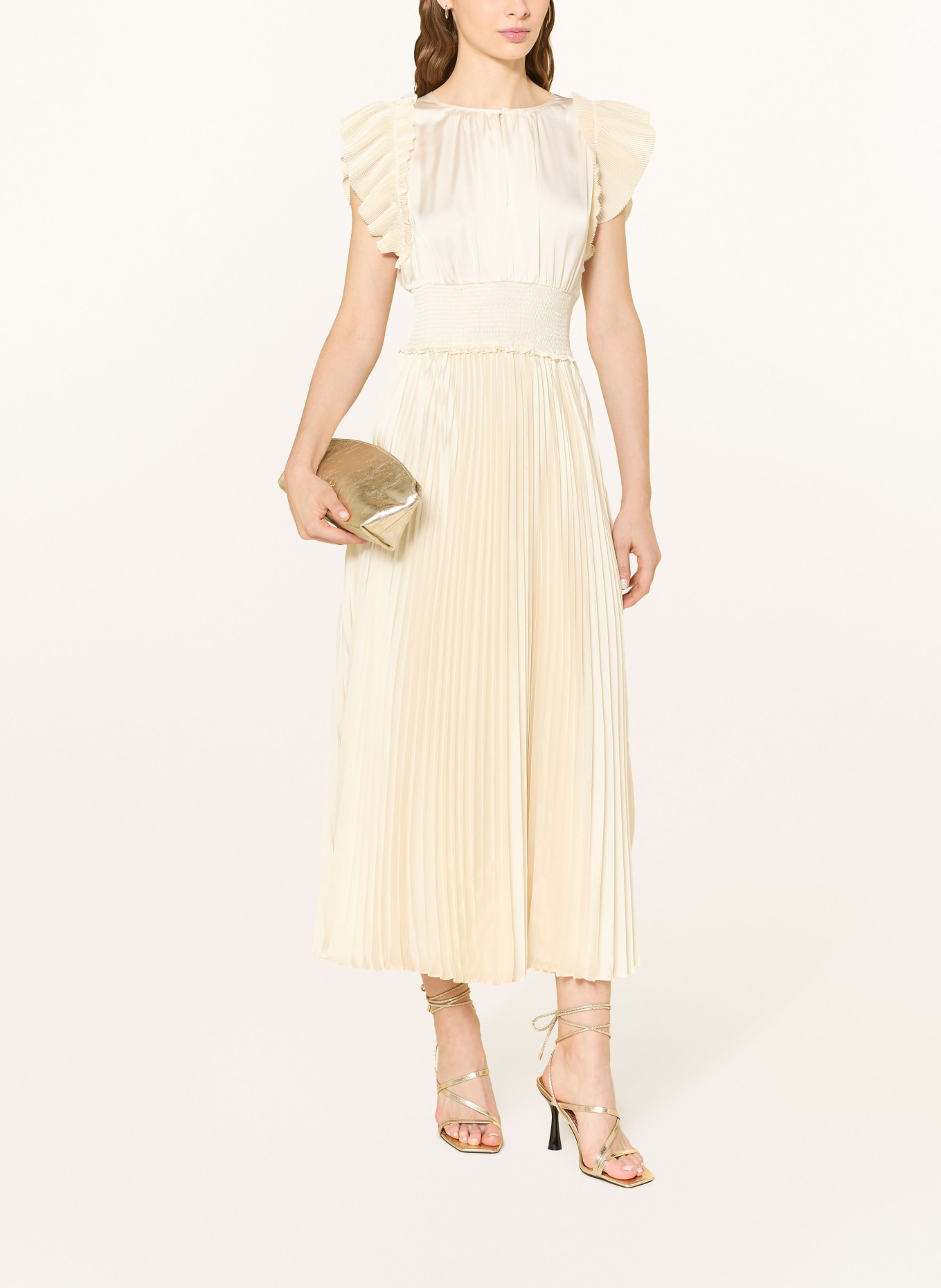 JOOP! Saténové šaty DILIA s plisováním: KRÉMOVÁ