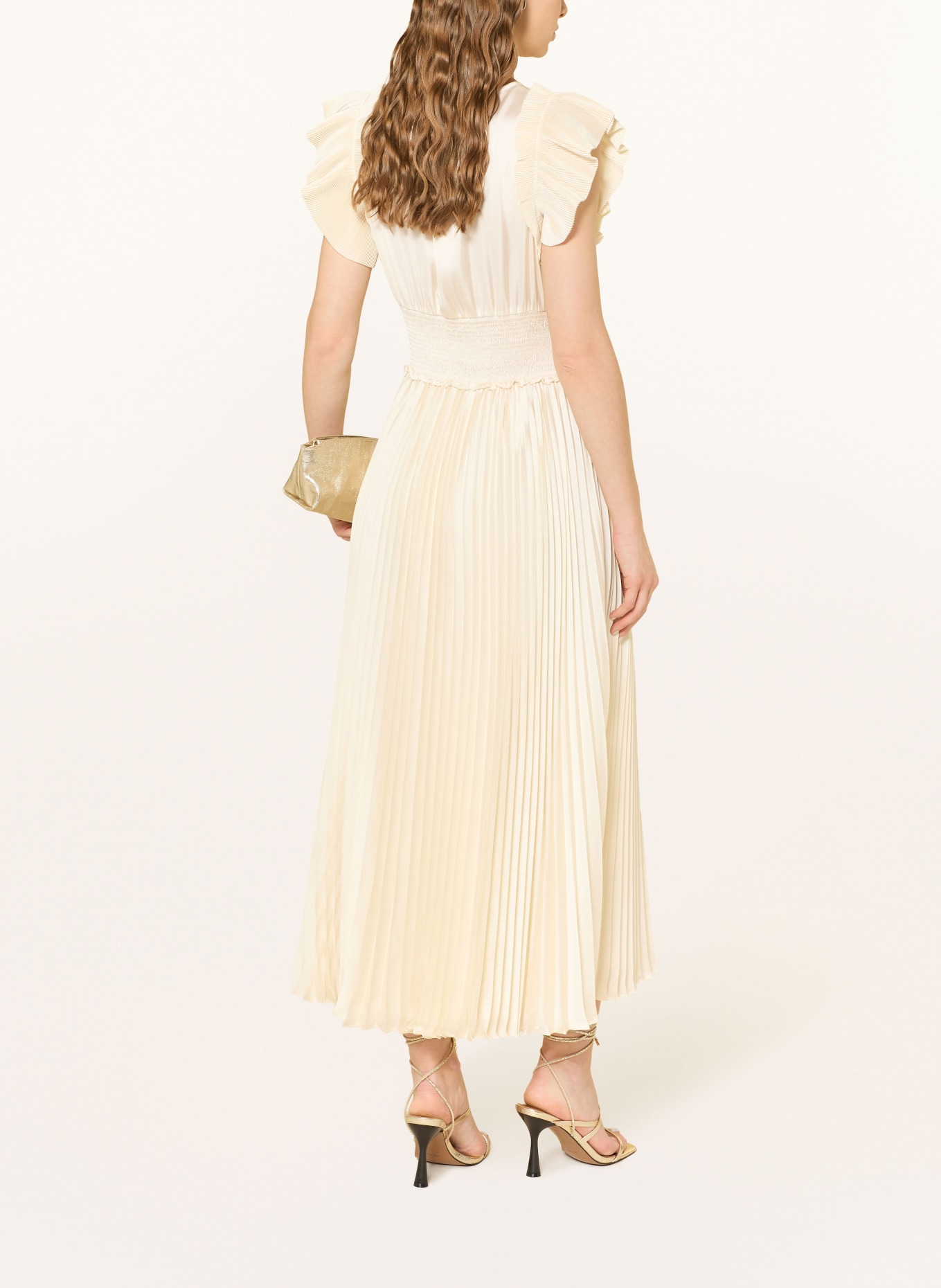 JOOP! Saténové šaty DILIA s plisováním: KRÉMOVÁ