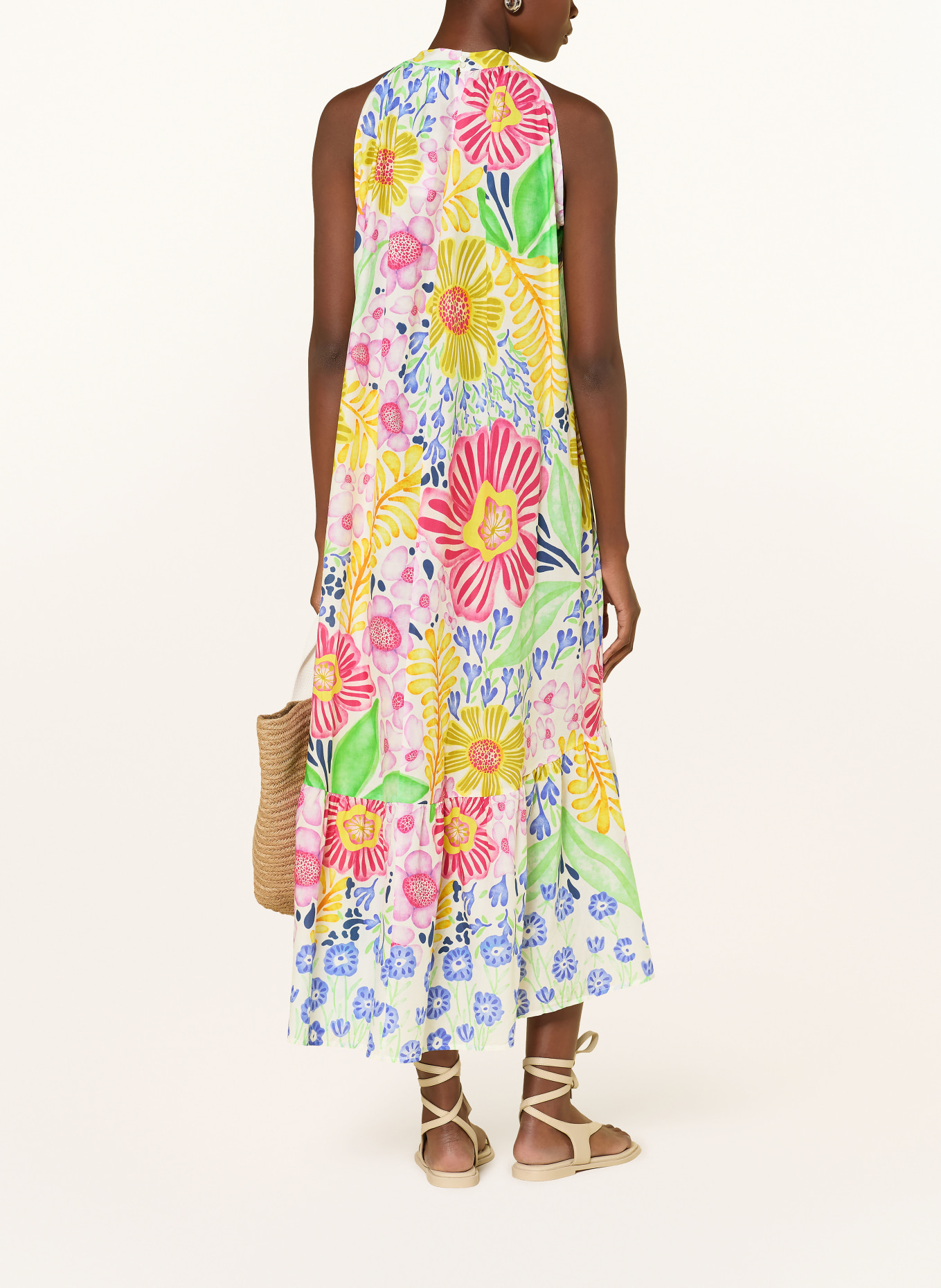 TONNO & PANNA Robe à volants: BLANC / ROSE FUCHSIA / JAUNE