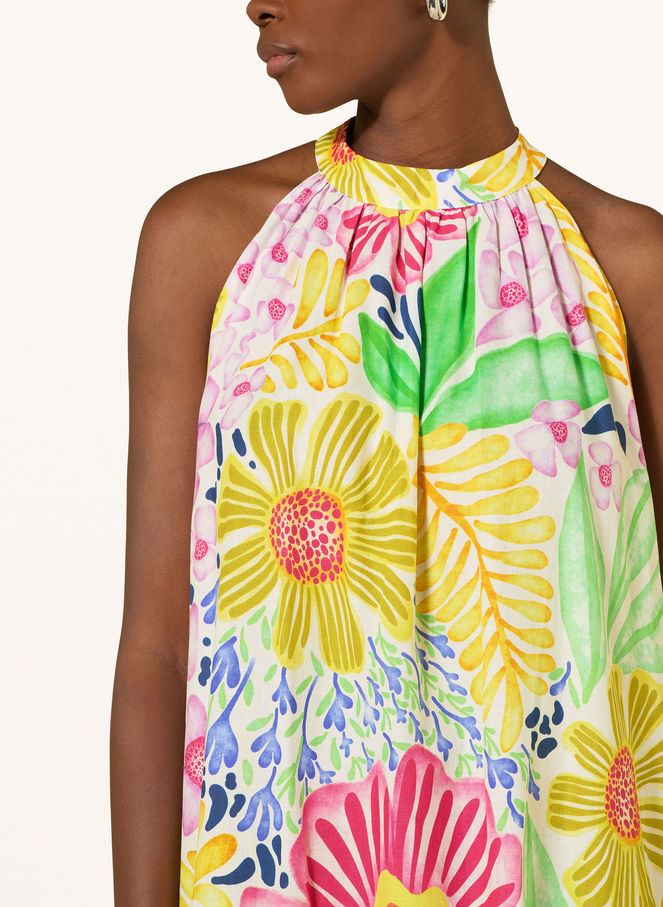 TONNO & PANNA Robe à volants: BLANC / ROSE FUCHSIA / JAUNE