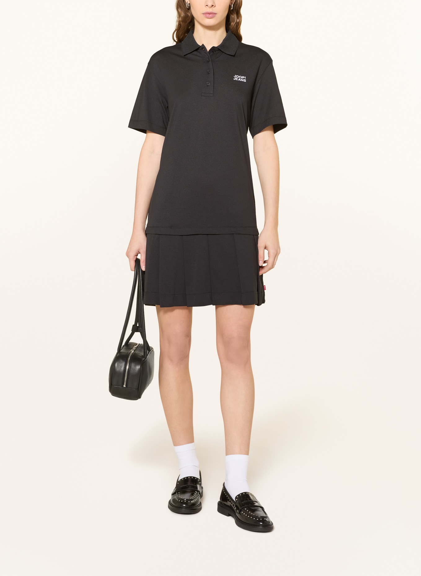 JOOP! JEANS Piqué-Polokleid TADENA: SCHWARZ