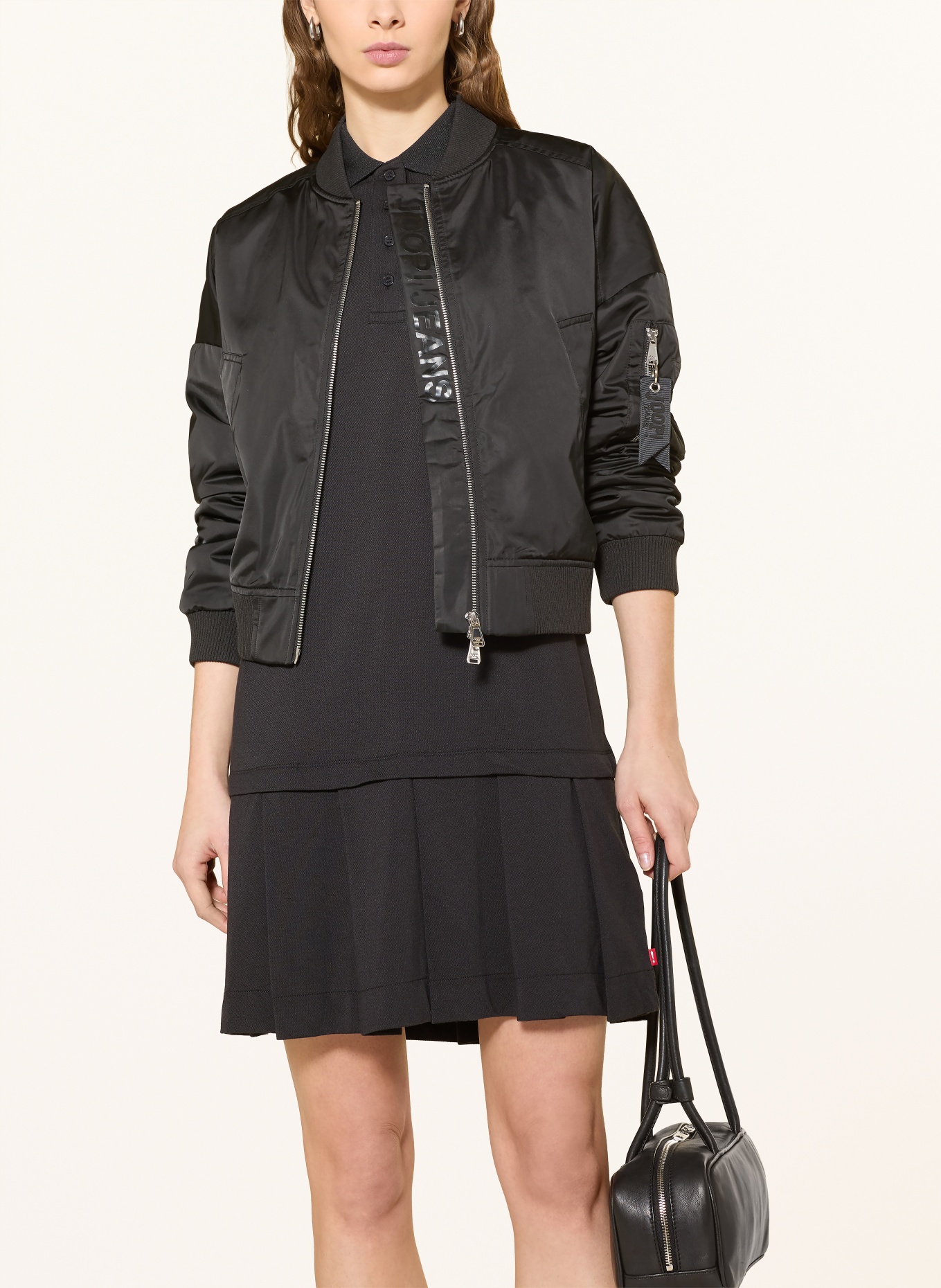 JOOP! JEANS Piqué-Polokleid TADENA: SCHWARZ