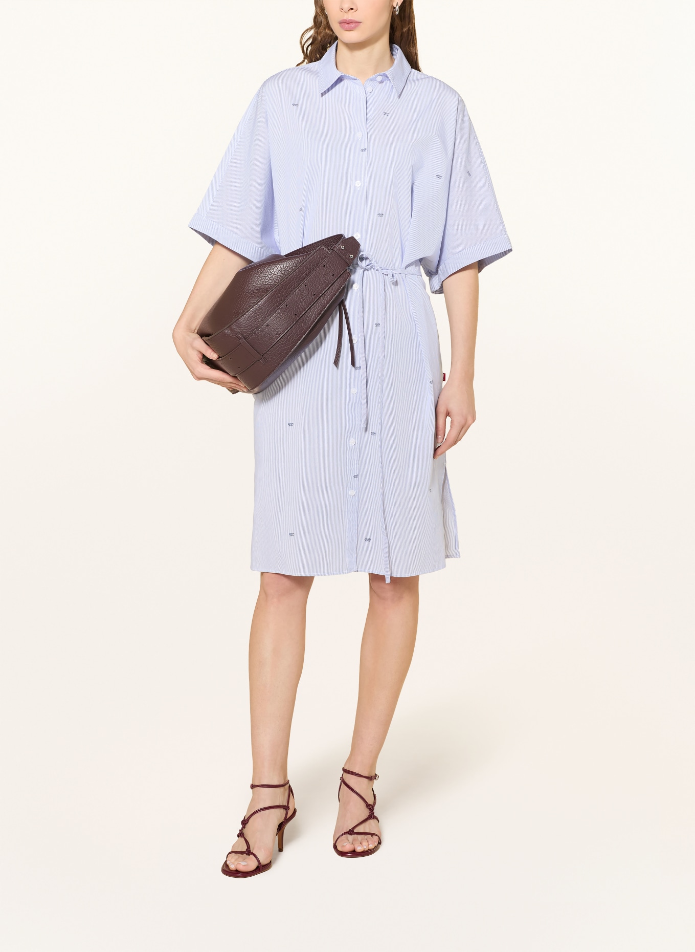 JOOP! JEANS Košilové šaty DAVINIA: MODRÁ / BÍLÁ