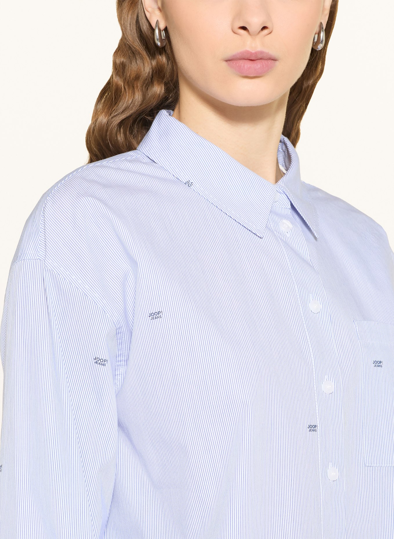 JOOP! JEANS Bluzka koszulowa BASIMA: NIEBIESKI / BIAŁY