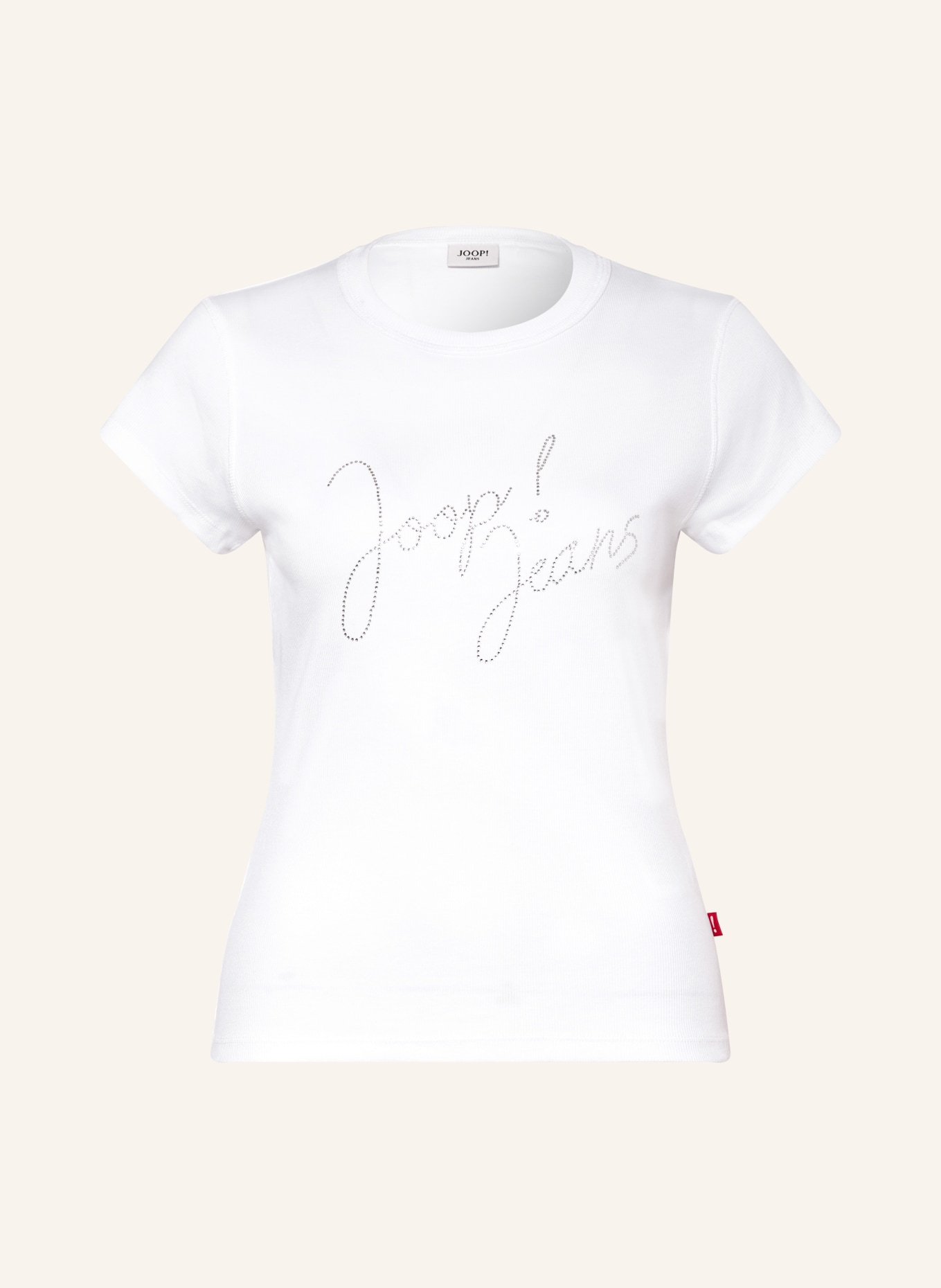 JOOP! JEANS T-Shirt TINETA mit Schmucksteinen: WEISS