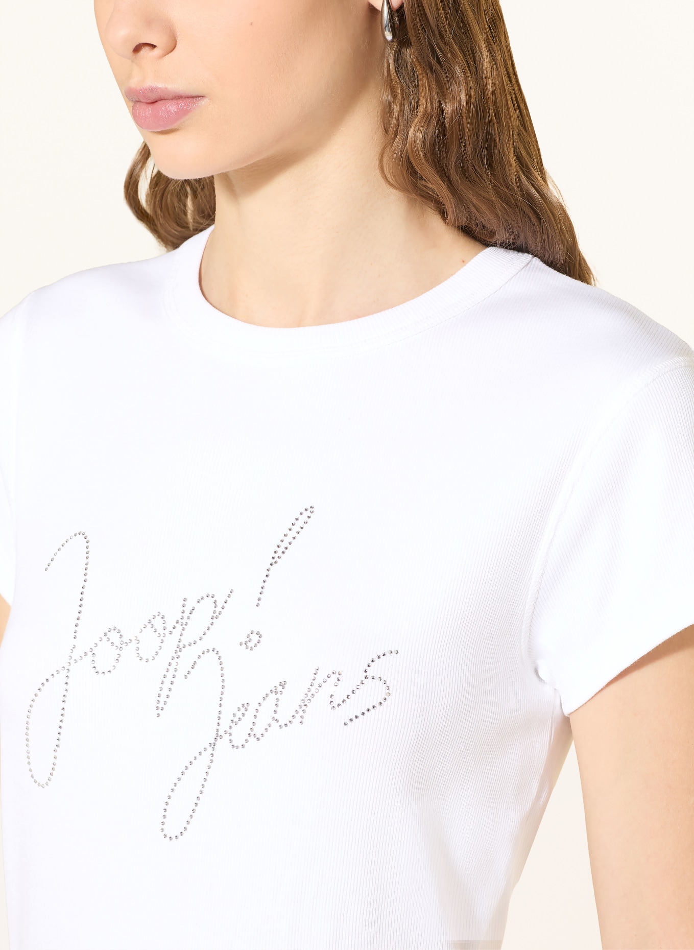 JOOP! JEANS T-Shirt TINETA mit Schmucksteinen: WEISS