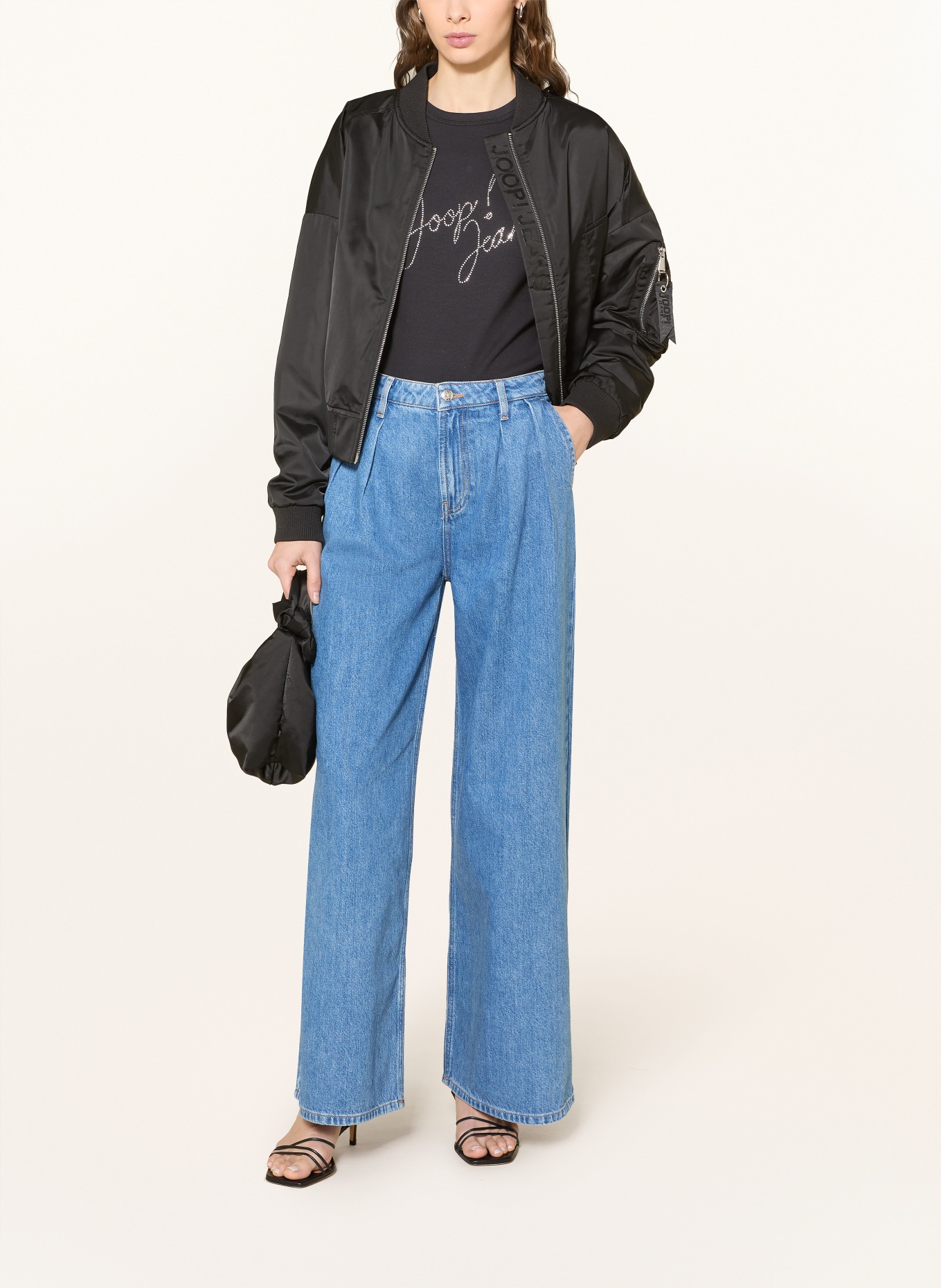 JOOP! JEANS T-Shirt TINETA mit Schmucksteinen: SCHWARZ