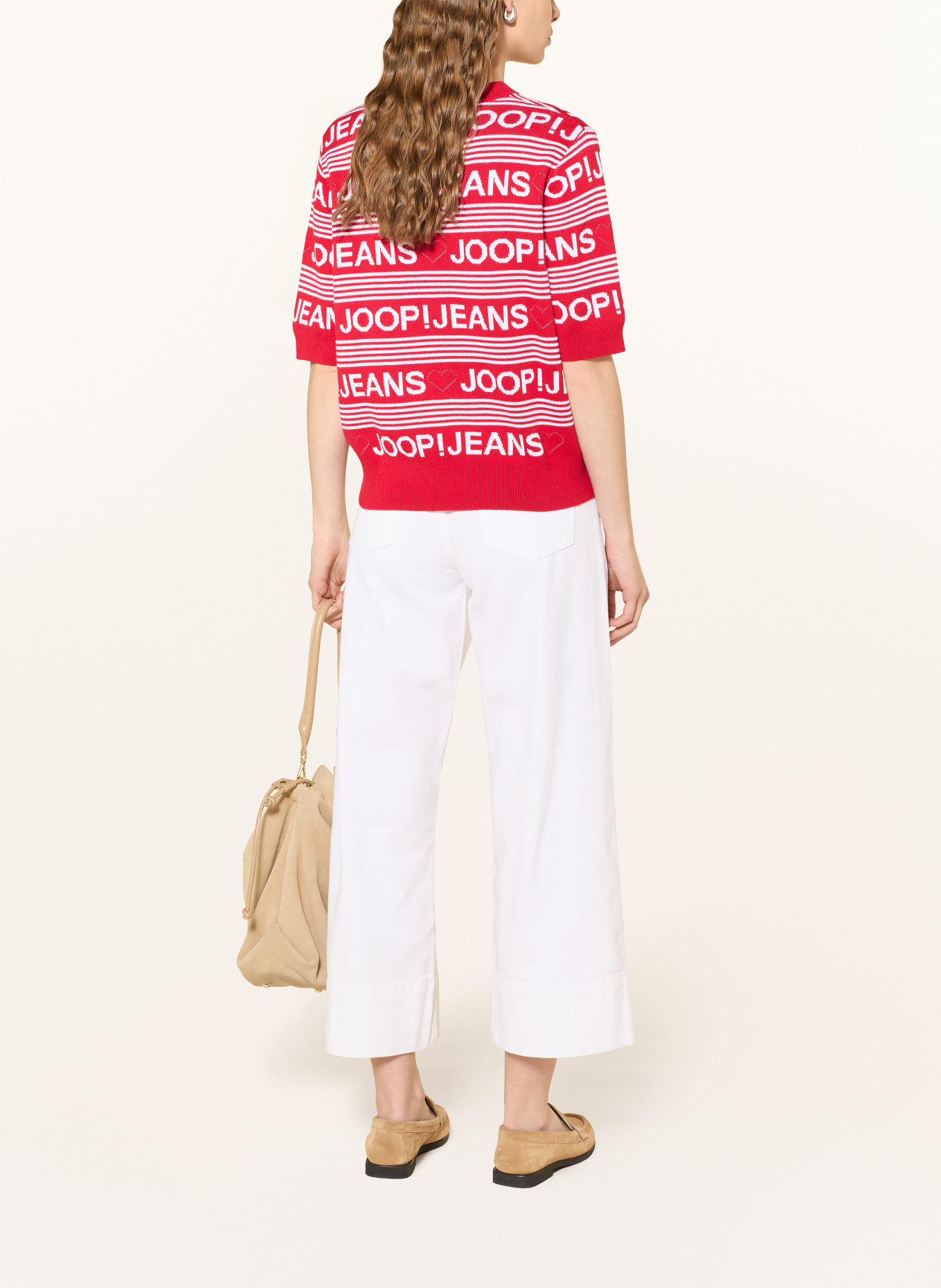 JOOP! JEANS KARIE knit shirt: DARK RED / WHITE