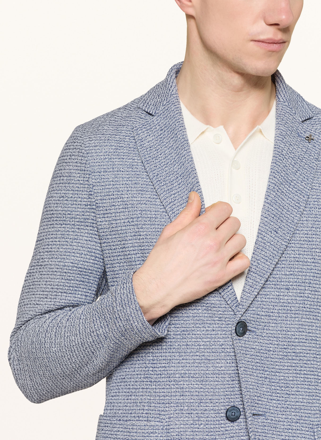 DISTRETTO 12 Tweed-Sakko Extra Slim Fit: BLAU / WEISS