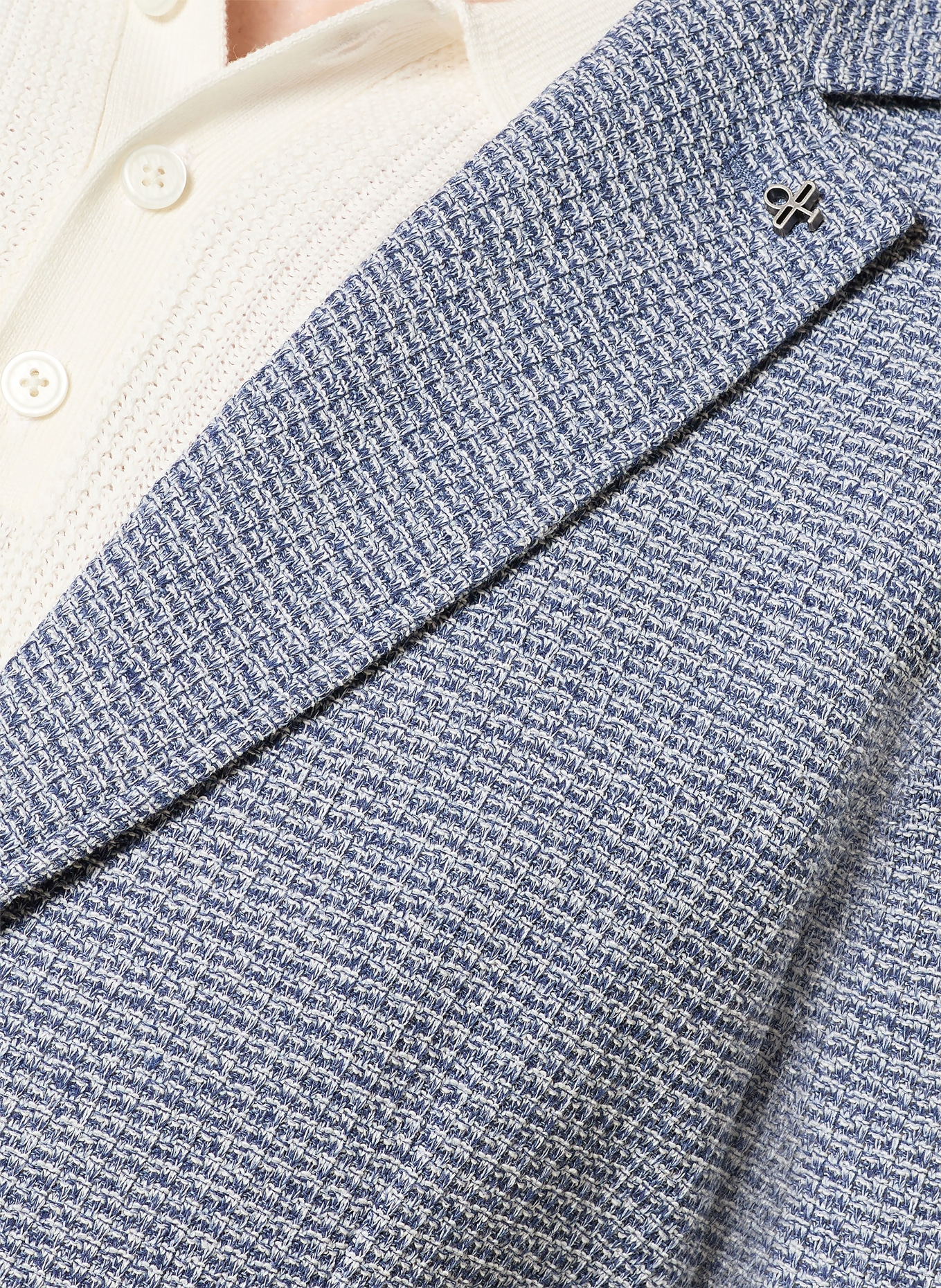 DISTRETTO 12 Tweed-Sakko Extra Slim Fit: BLAU / WEISS
