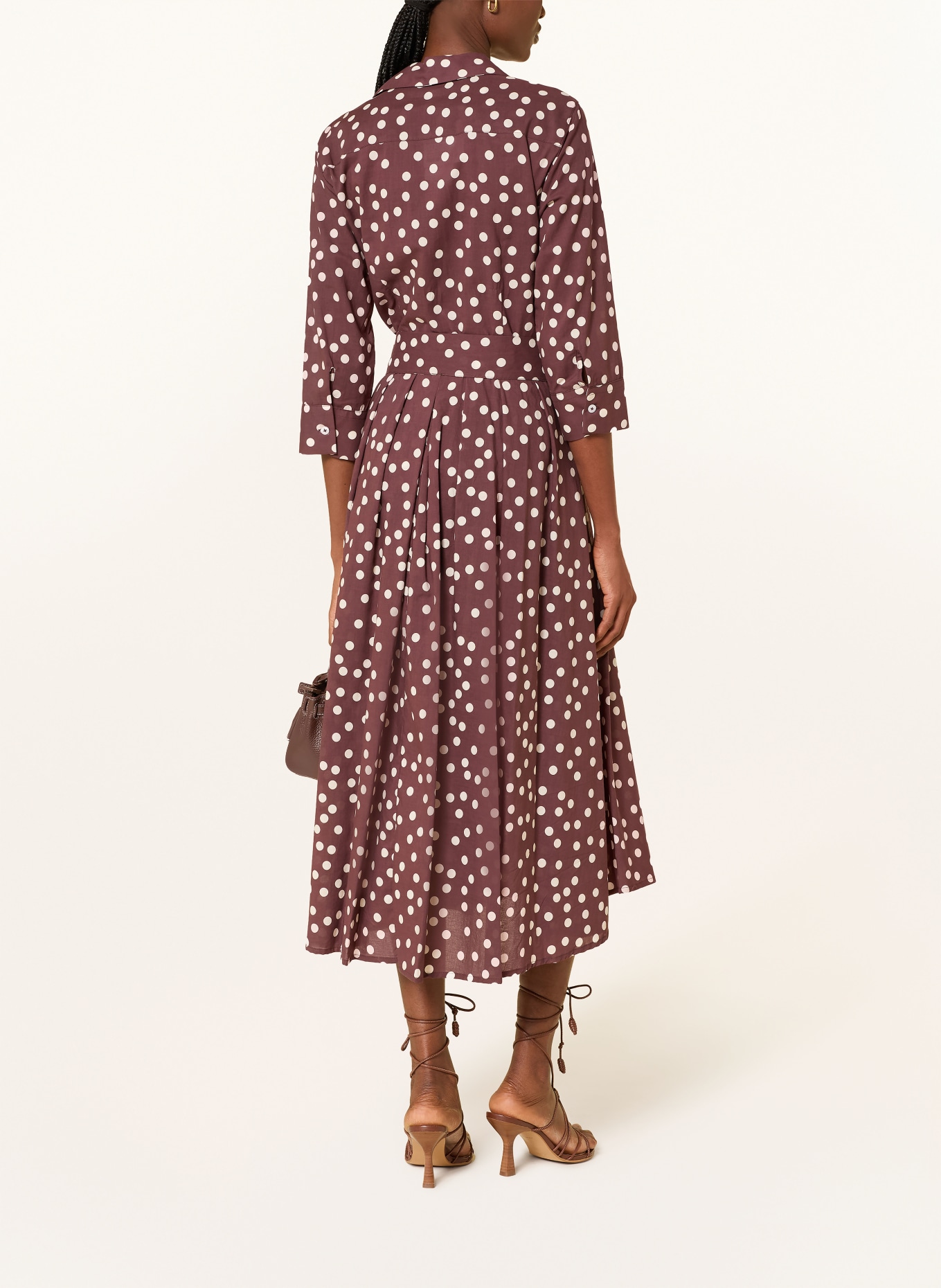 rossana diva Robe chemisier à manches 3/4: MARRON / BLANC