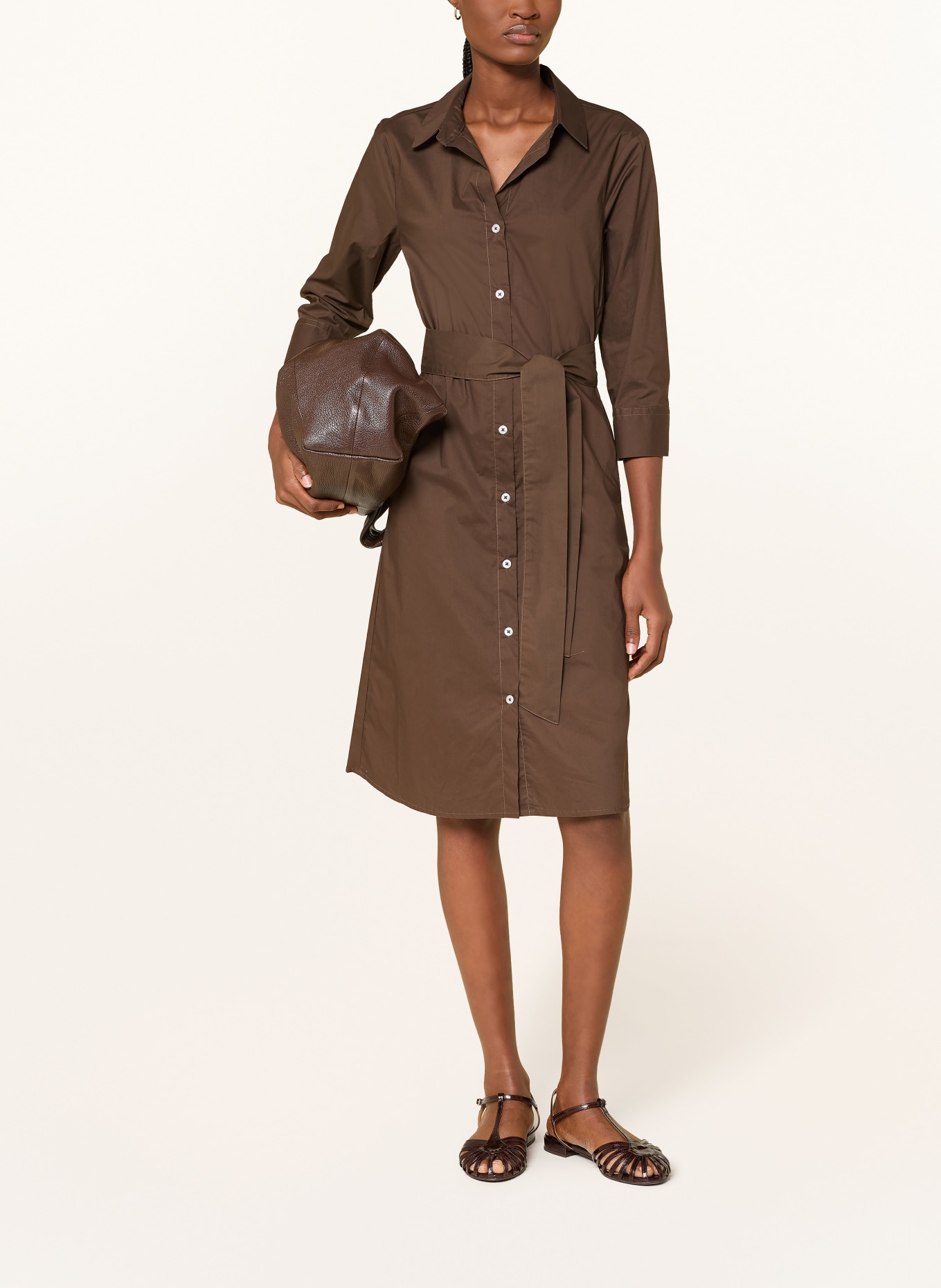 rossana diva Robe chemisier à manches 3/4: MARRON