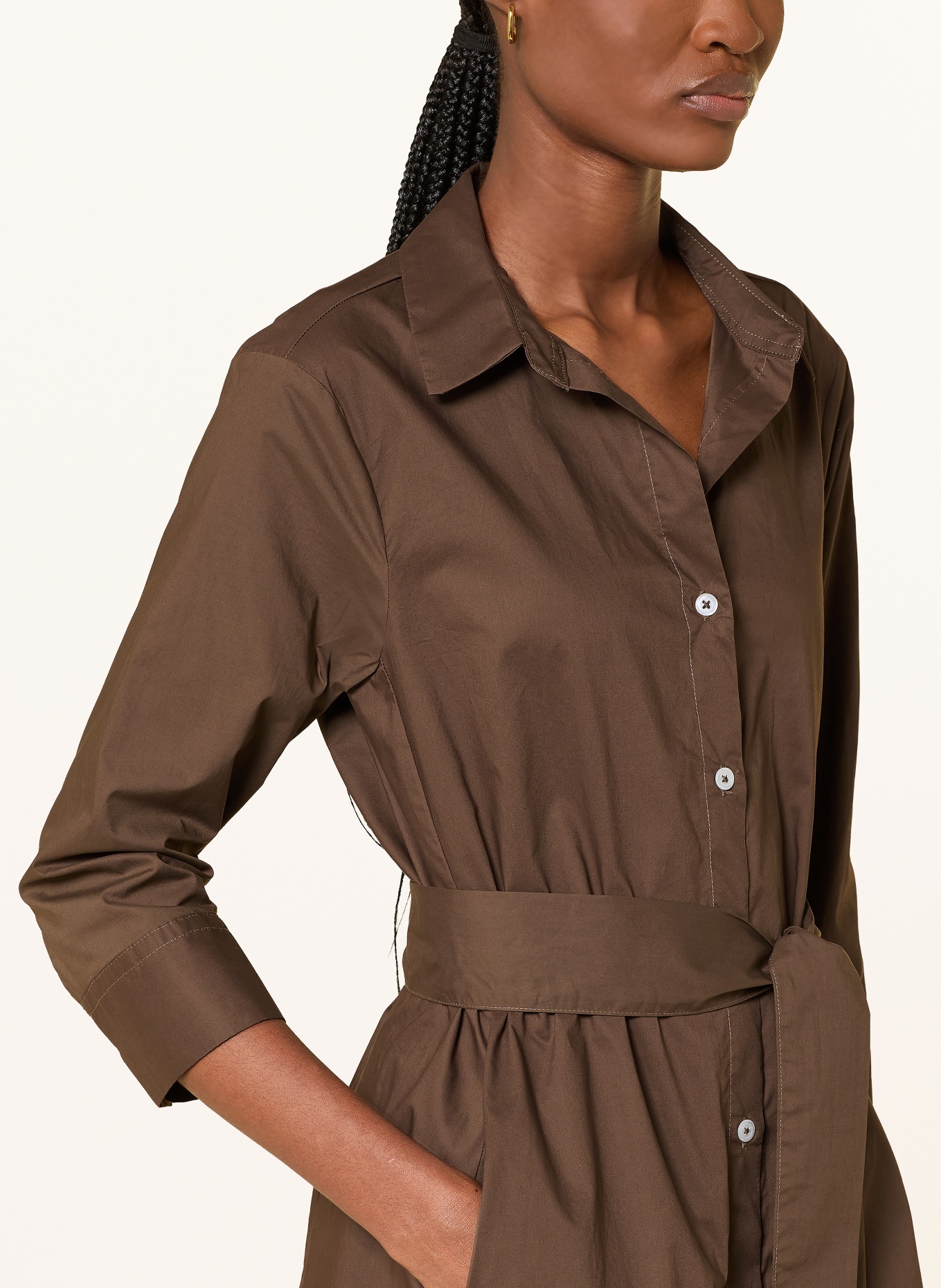 rossana diva Robe chemisier à manches 3/4: MARRON