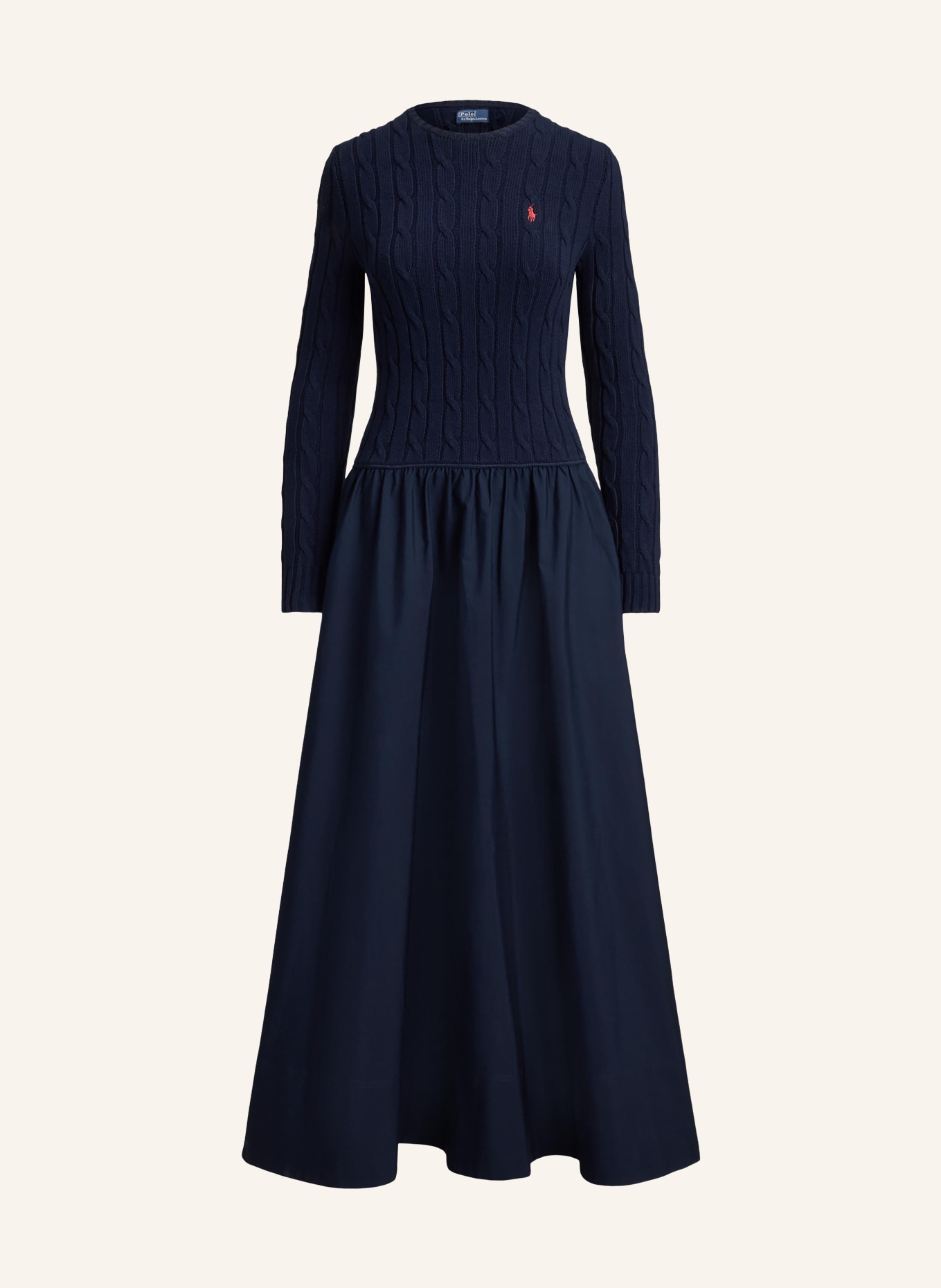 POLO RALPH LAUREN Kleid im Materialmix: DUNKELBLAU