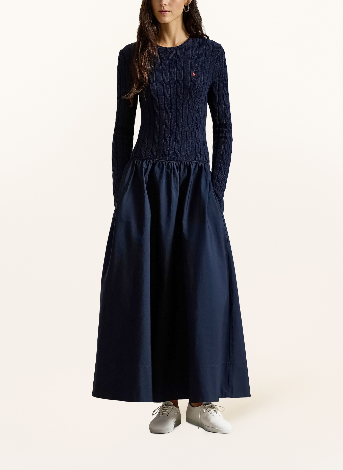 POLO RALPH LAUREN Kleid im Materialmix: DUNKELBLAU