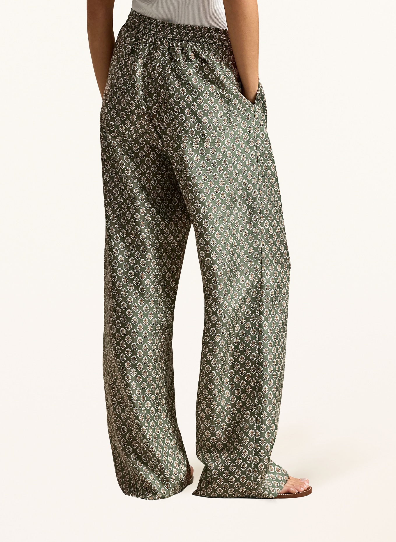 POLO RALPH LAUREN hedvábné kalhoty: ZELENÁ / ČERVENÁ / ŽLUTÁ