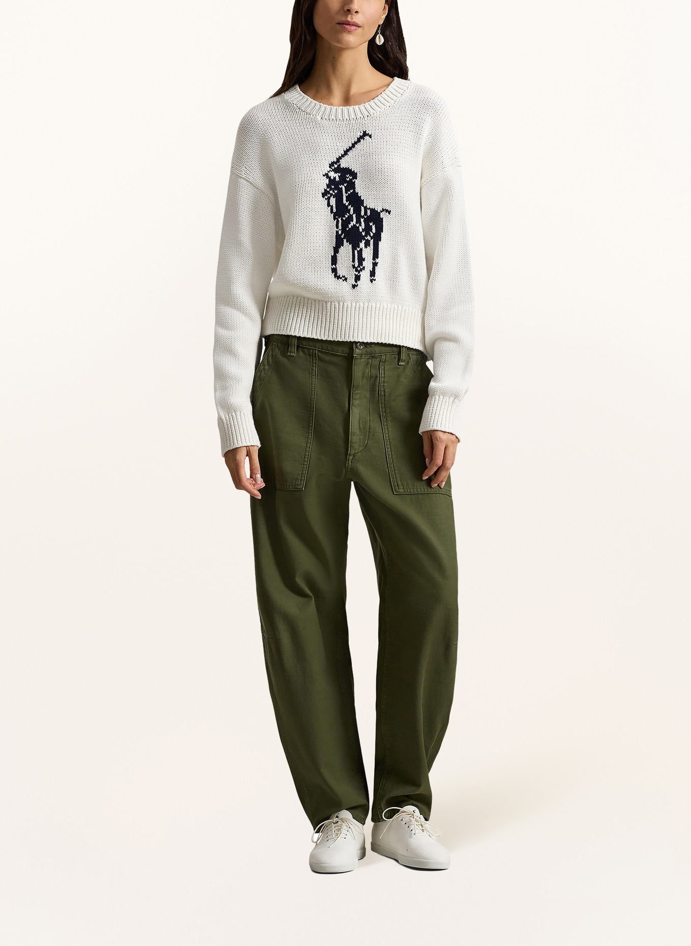 POLO RALPH LAUREN svetr: BÍLÁ / TMAVĚ MODRÁ