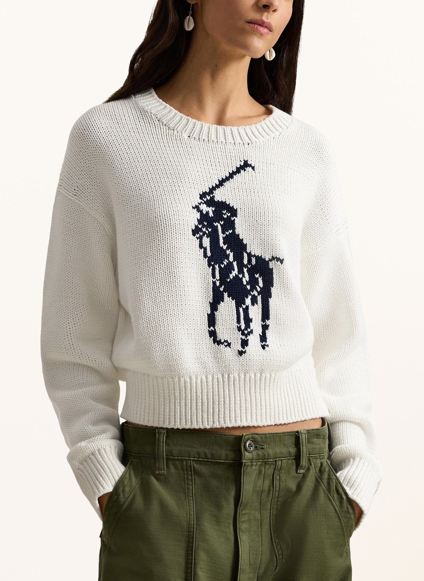 POLO RALPH LAUREN svetr: BÍLÁ / TMAVĚ MODRÁ