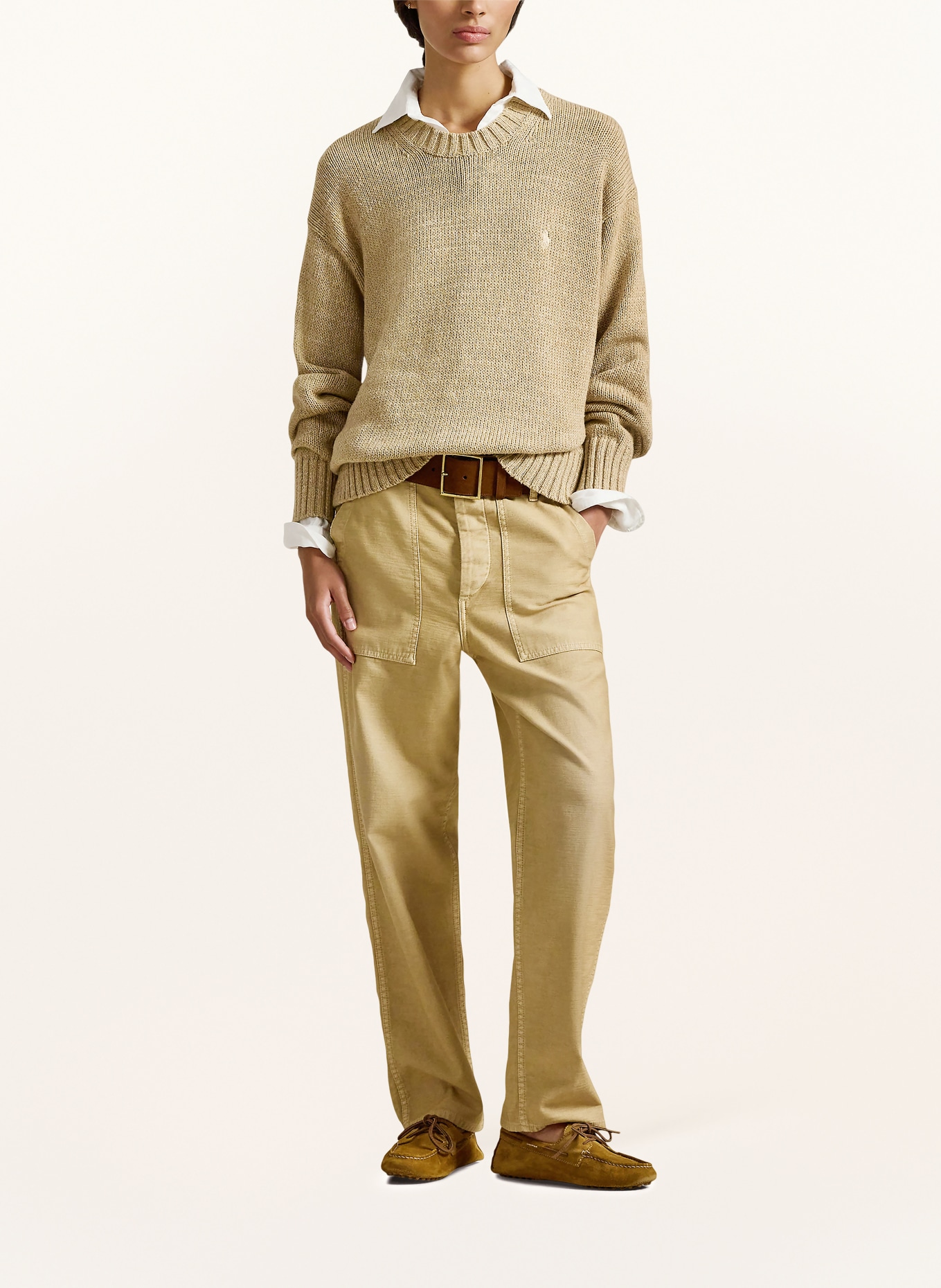 POLO RALPH LAUREN svetr: BÉŽOVÁ / BÍLÁ