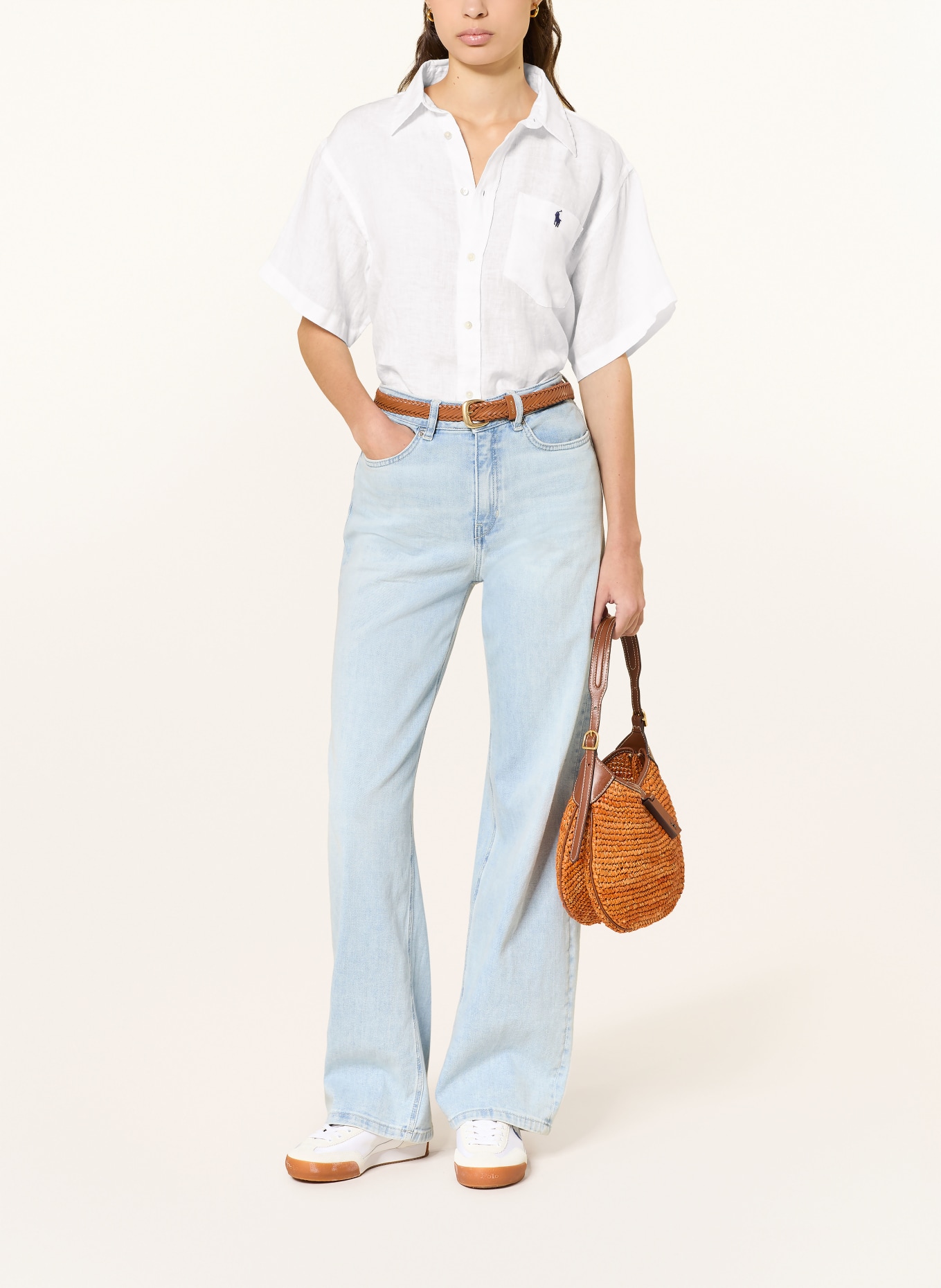 POLO RALPH LAUREN Linen shirt blouse: WHITE
