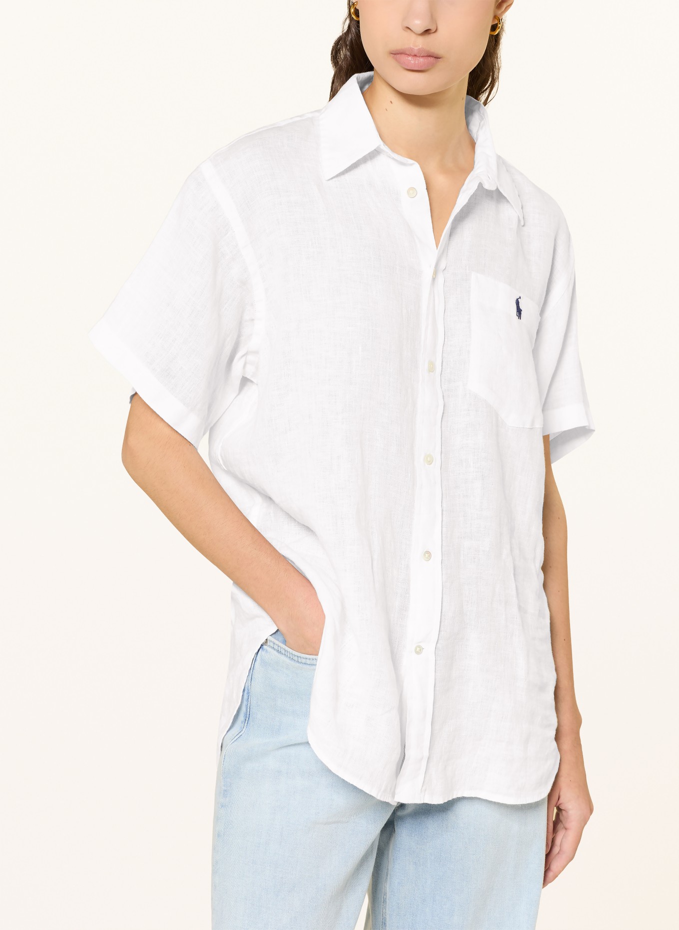 POLO RALPH LAUREN Linen shirt blouse: WHITE