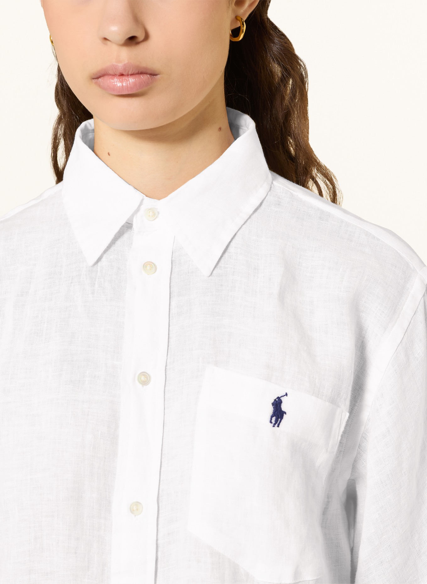 POLO RALPH LAUREN Linen shirt blouse: WHITE