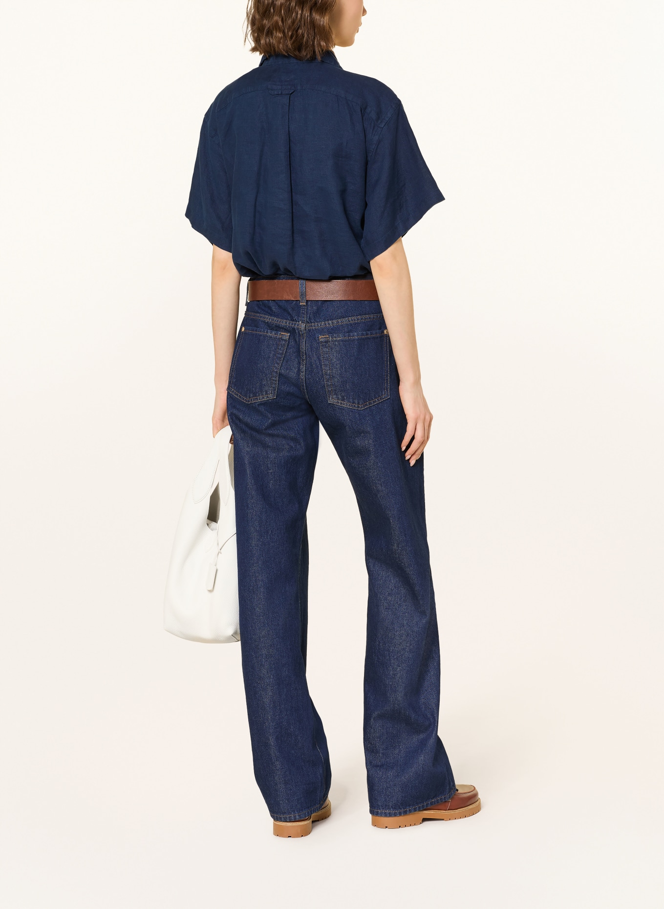 POLO RALPH LAUREN Linen shirt blouse: DARK BLUE