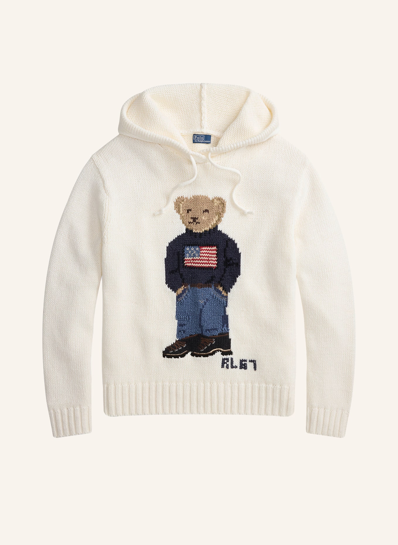 POLO RALPH LAUREN knitted hoodie: CREAM