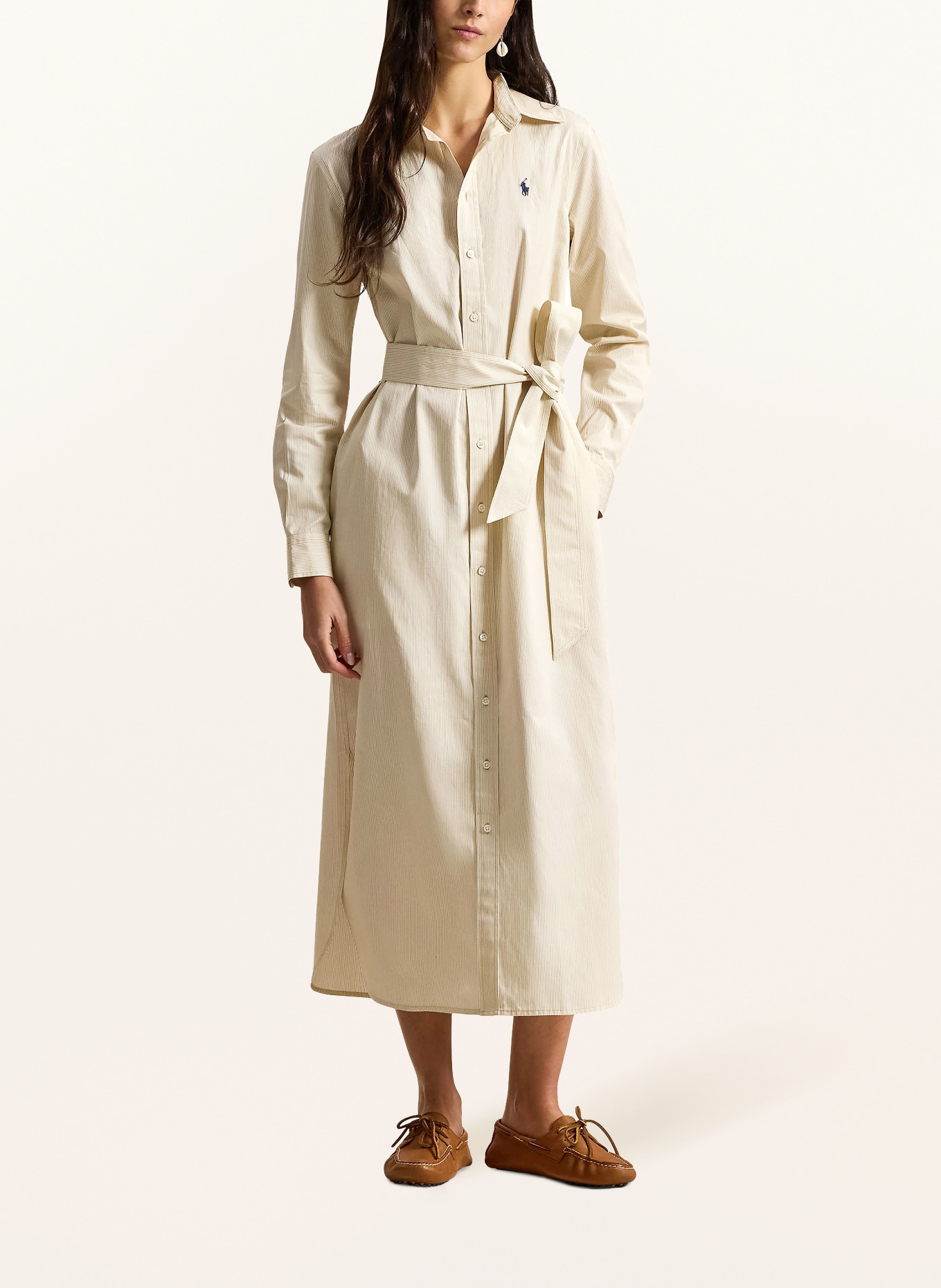 POLO RALPH LAUREN shirt dress: BEIGE / CREAM