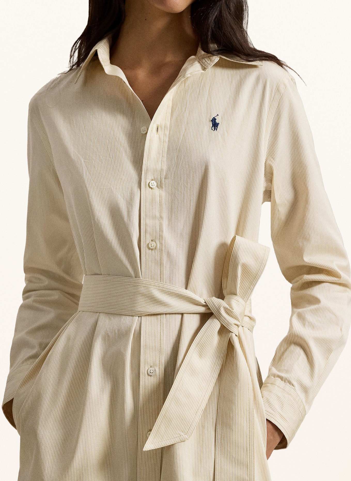 POLO RALPH LAUREN shirt dress: BEIGE / CREAM