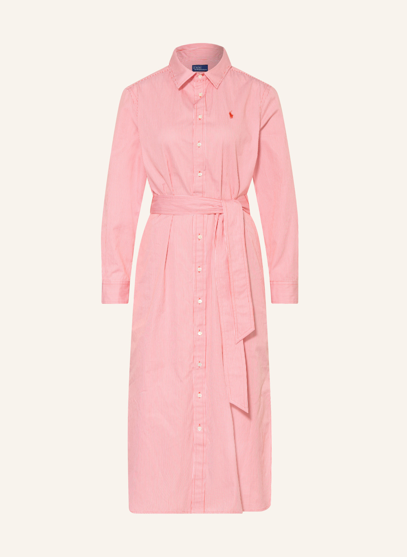 POLO RALPH LAUREN Košilové šaty: ČERVENÁ / BÍLÁ