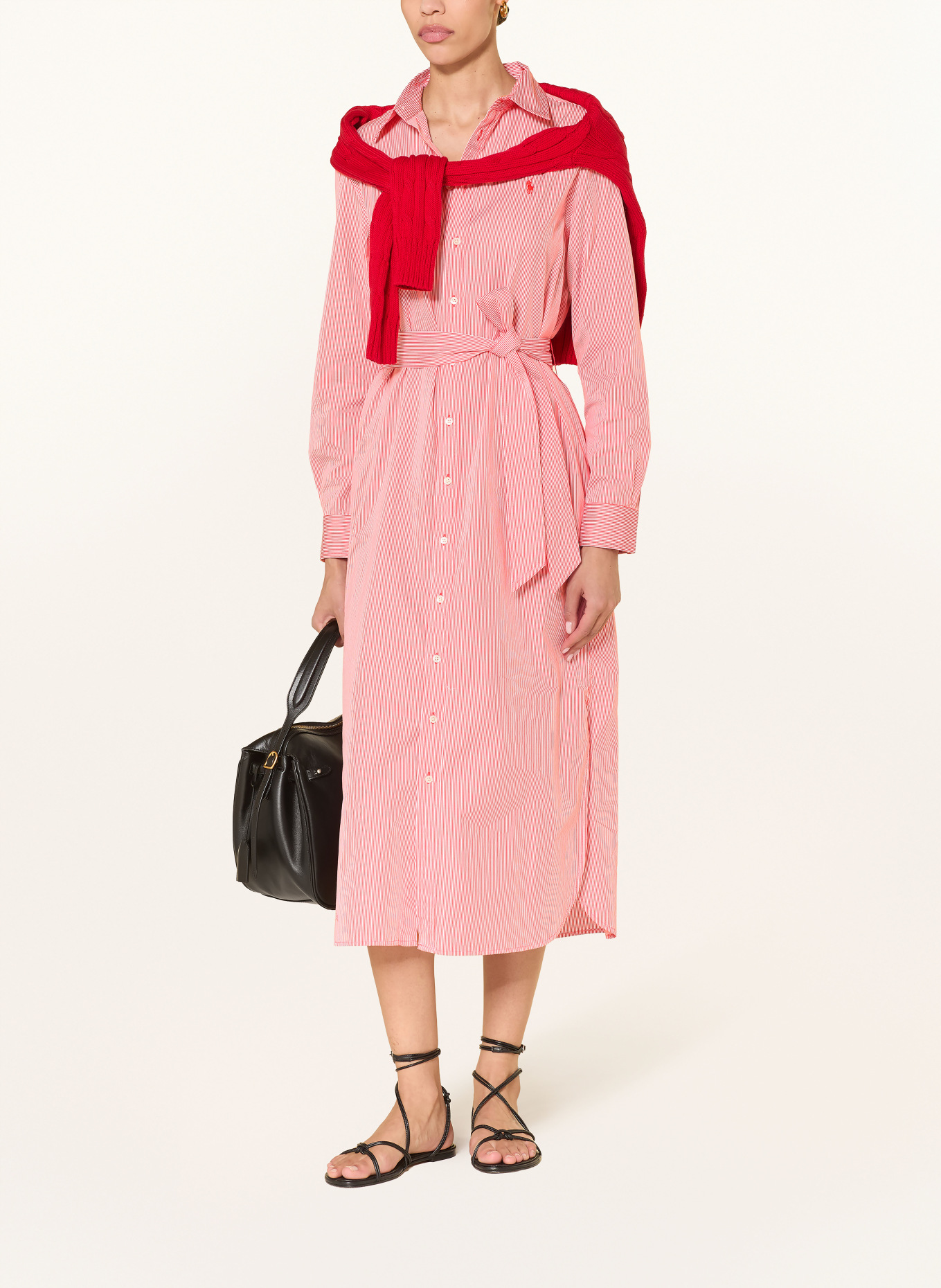 POLO RALPH LAUREN Košilové šaty: ČERVENÁ / BÍLÁ