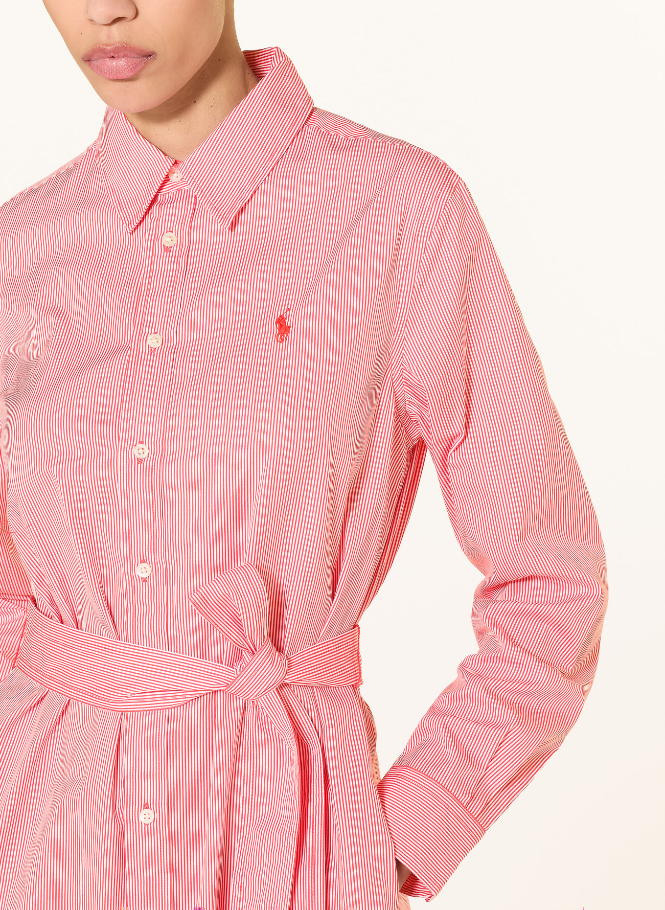 POLO RALPH LAUREN Košilové šaty: ČERVENÁ / BÍLÁ