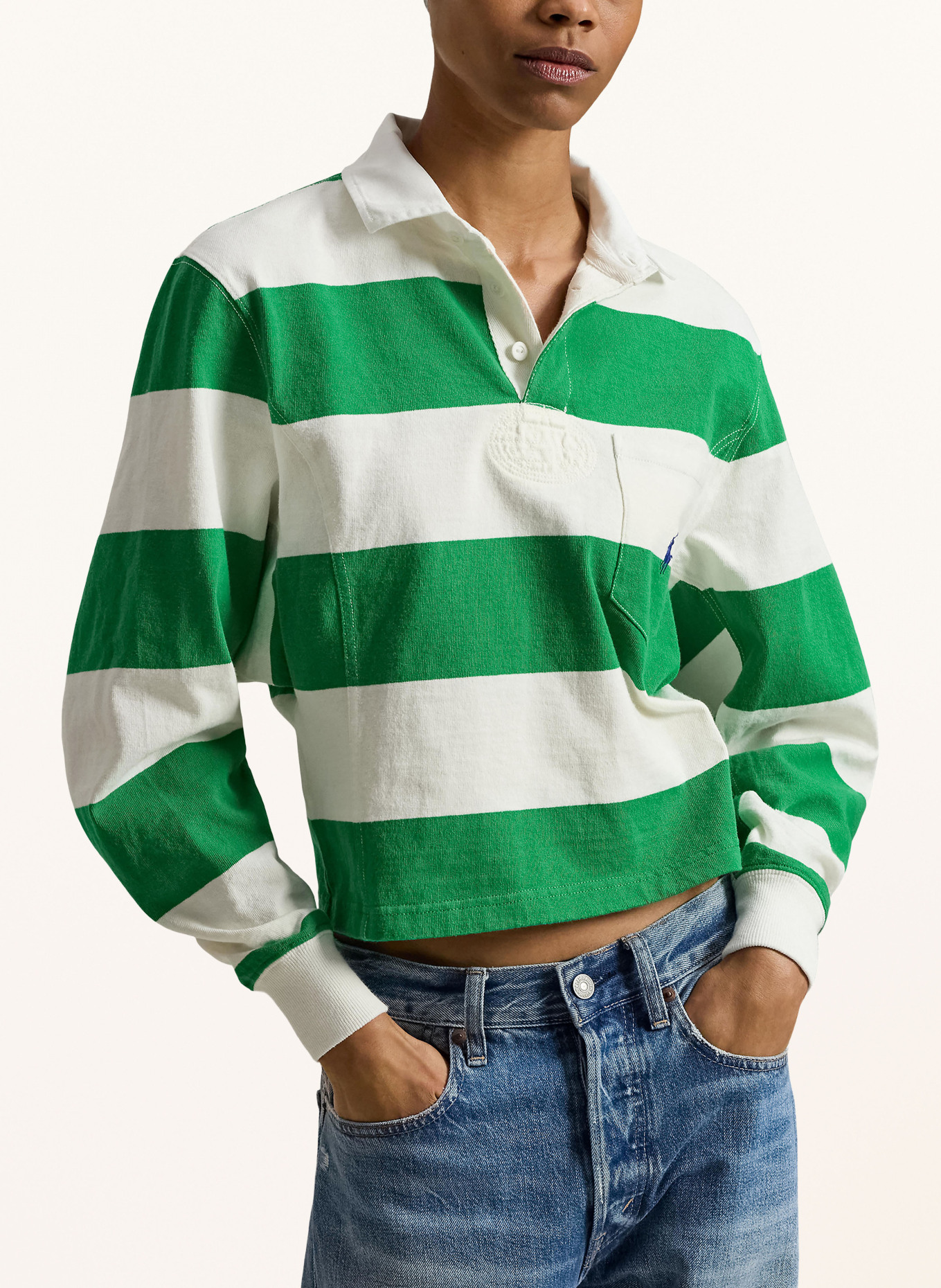 POLO RALPH LAUREN Rugbyshirt: GRÜN / WEISS