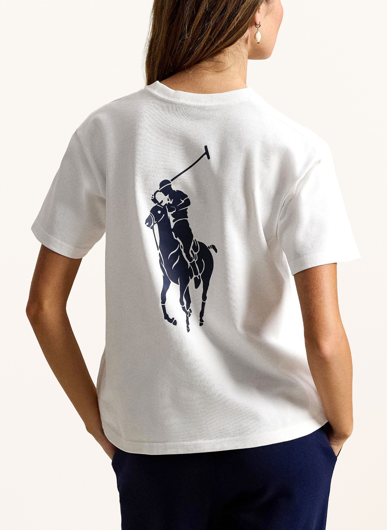 POLO RALPH LAUREN tričko: BÍLÁ / TMAVĚ MODRÁ