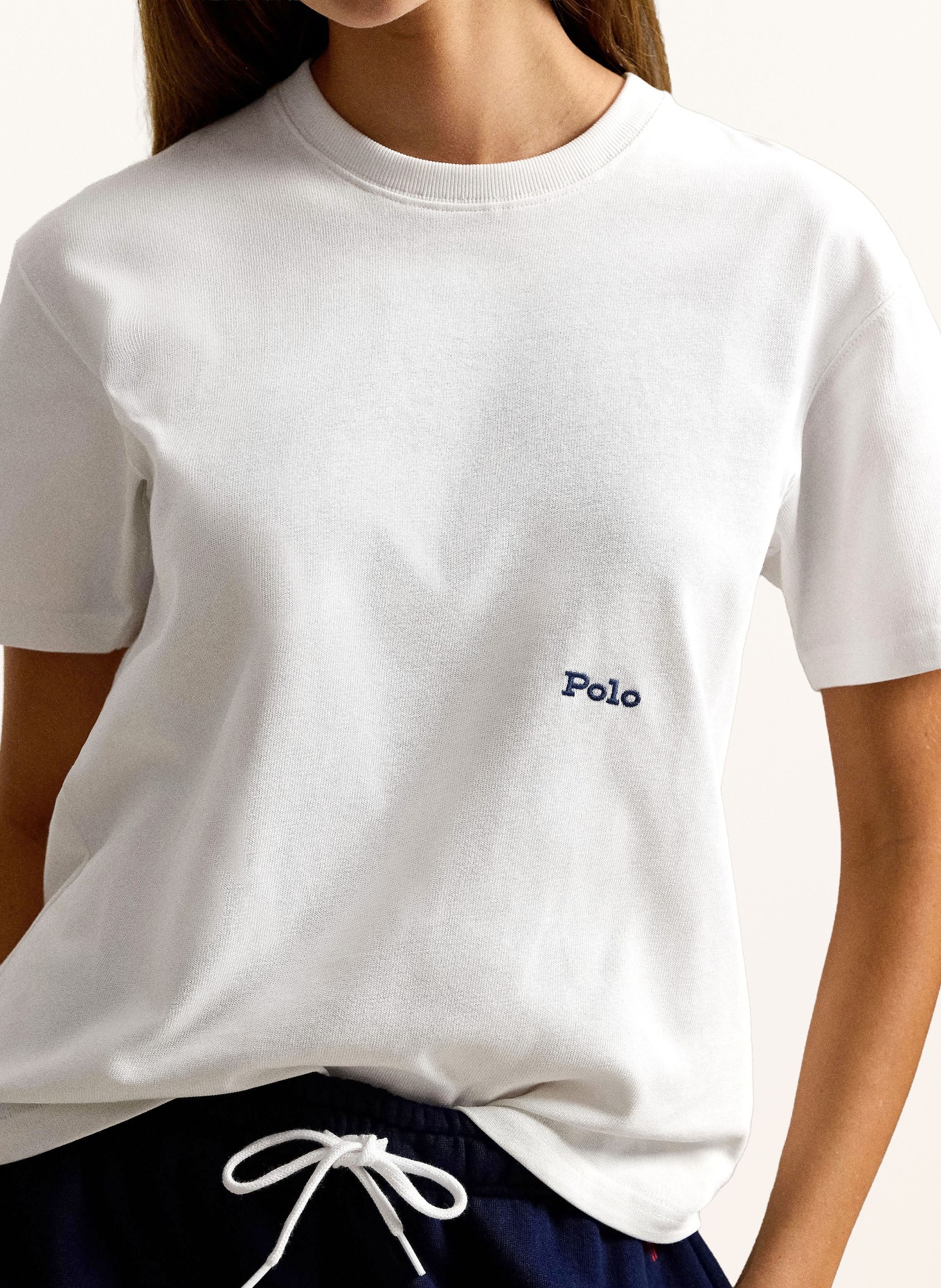 POLO RALPH LAUREN tričko: BÍLÁ / TMAVĚ MODRÁ