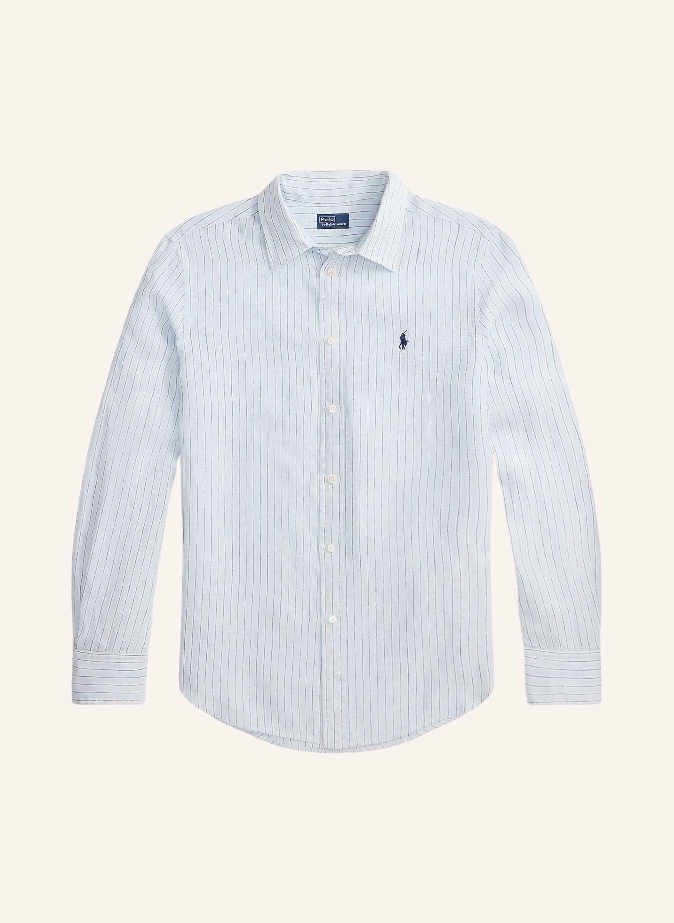 POLO RALPH LAUREN Linen shirt blouse: LIGHT BLUE / BLUE / WHITE