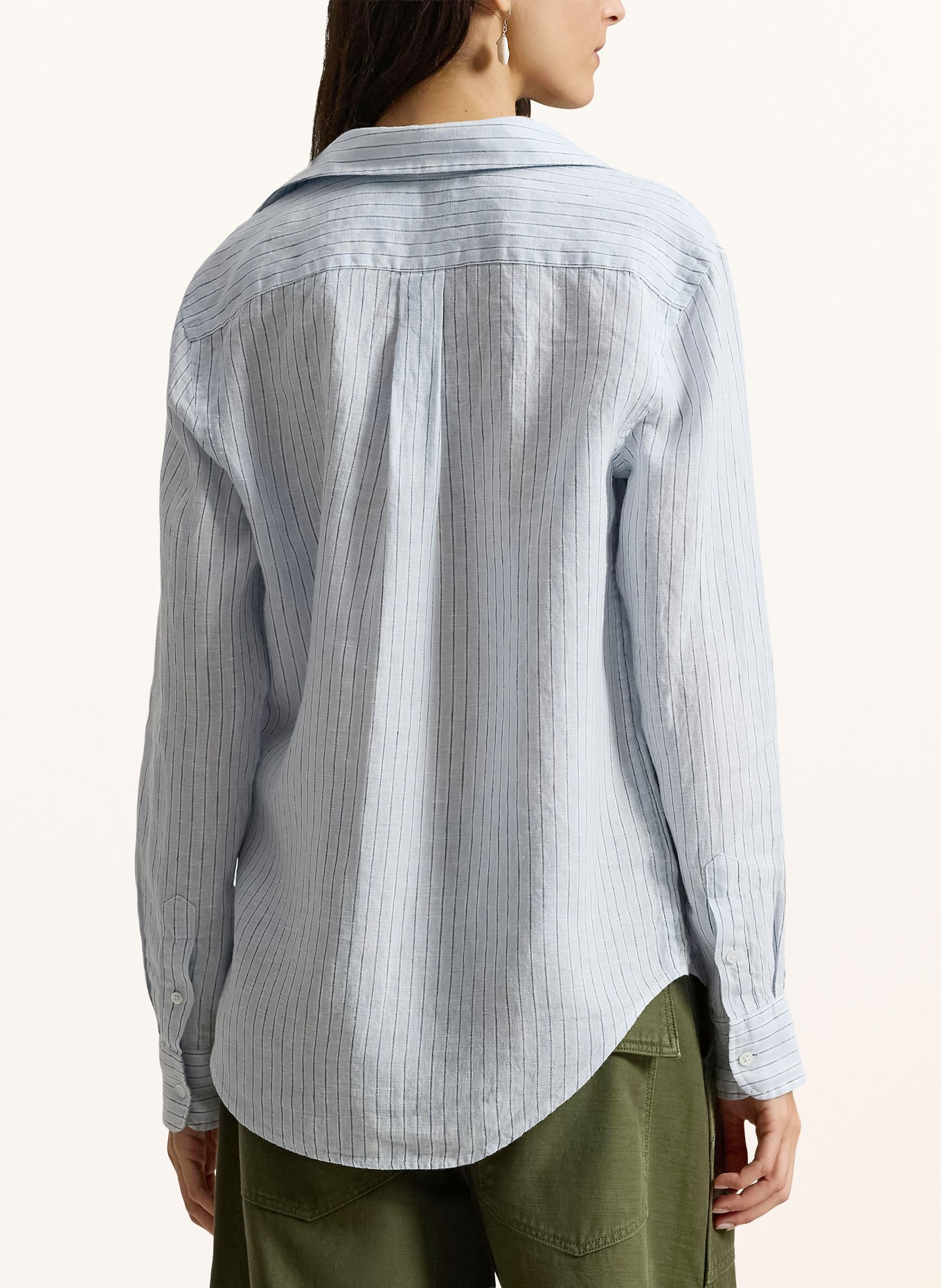 POLO RALPH LAUREN Linen shirt blouse: LIGHT BLUE / BLUE / WHITE