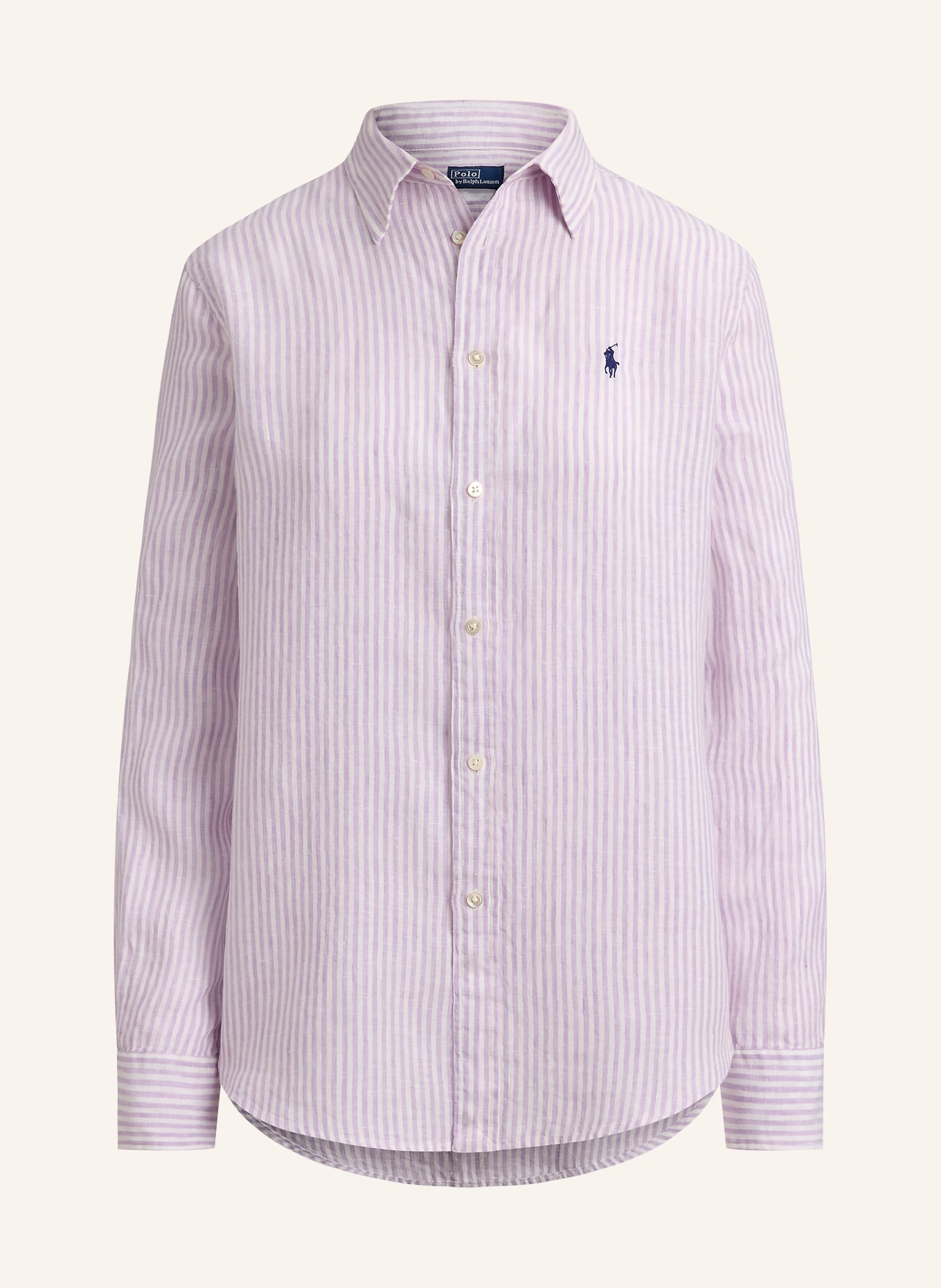 POLO RALPH LAUREN Linen shirt blouse: LIGHT PURPLE / WHITE