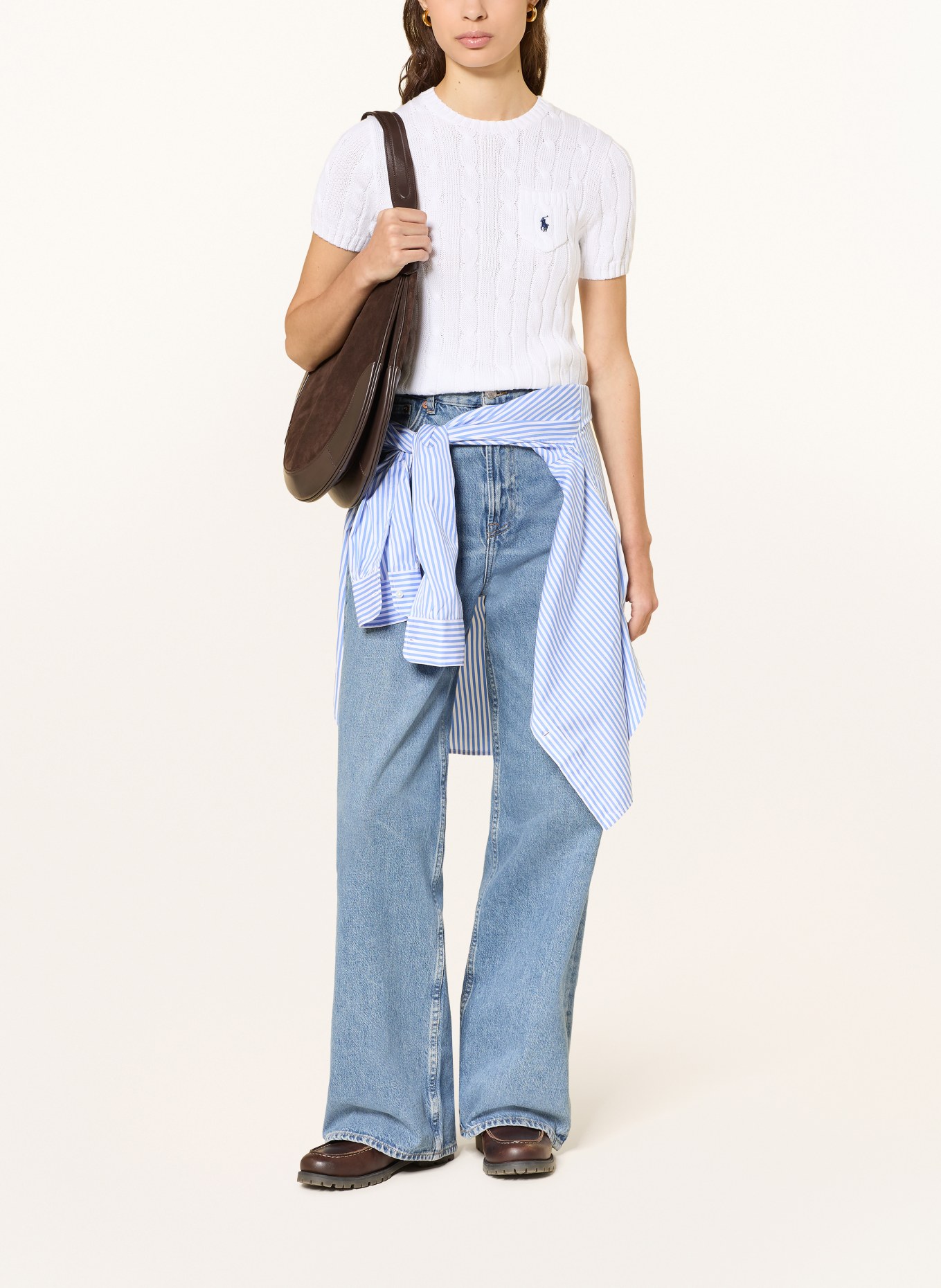 POLO RALPH LAUREN pletené tričko: BÍLÁ