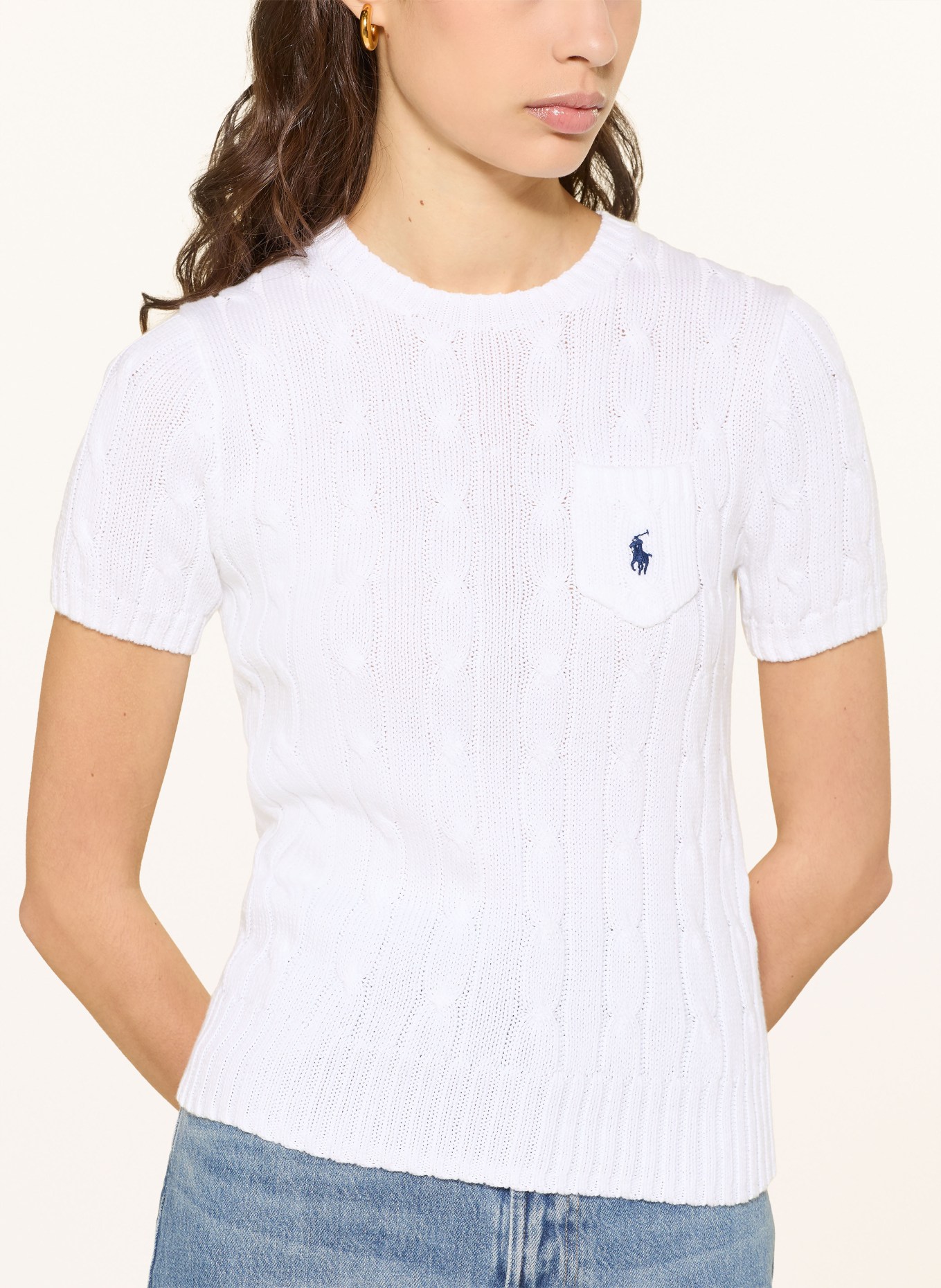 POLO RALPH LAUREN pletené tričko: BÍLÁ