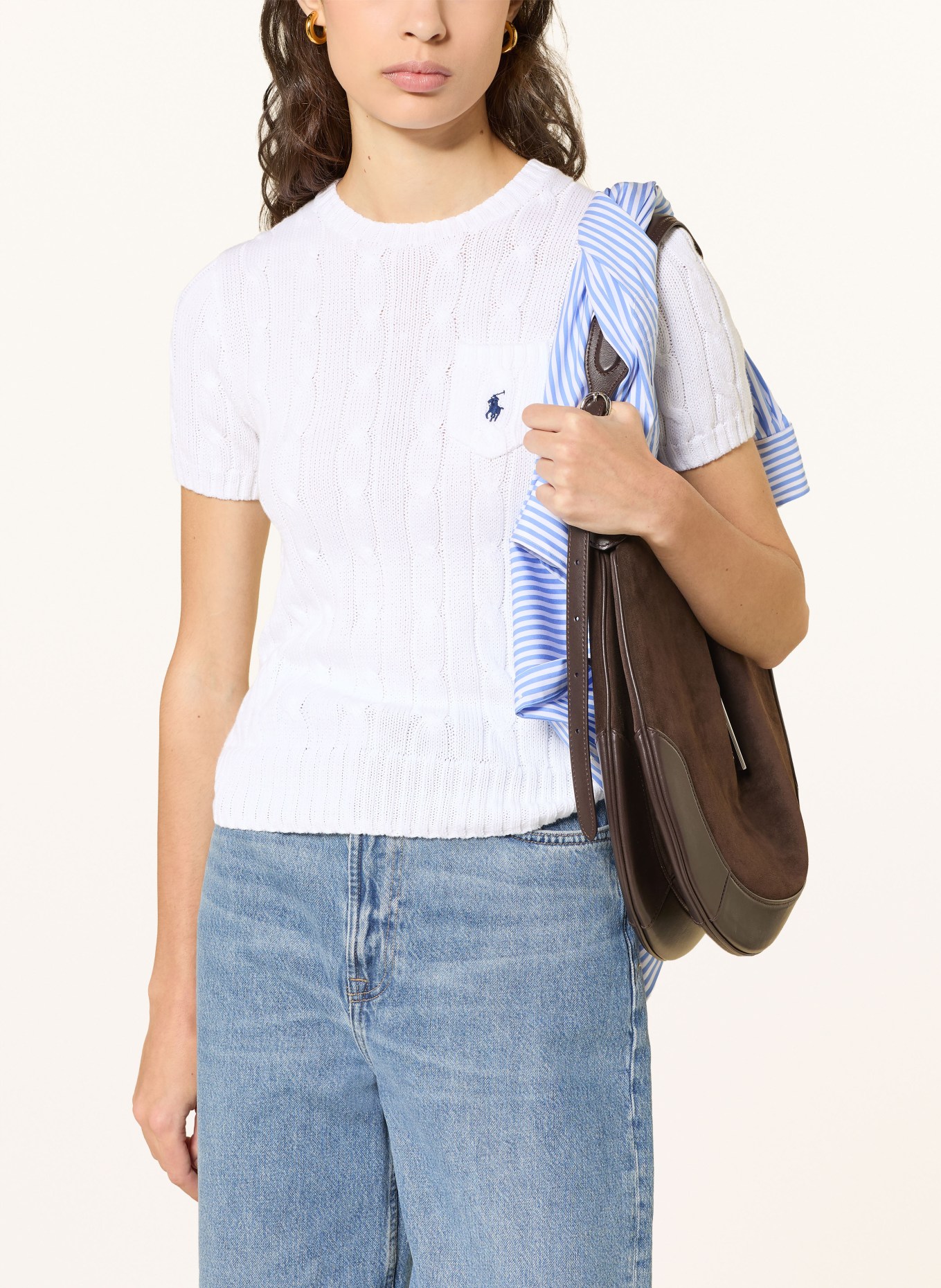 POLO RALPH LAUREN pletené tričko: BÍLÁ