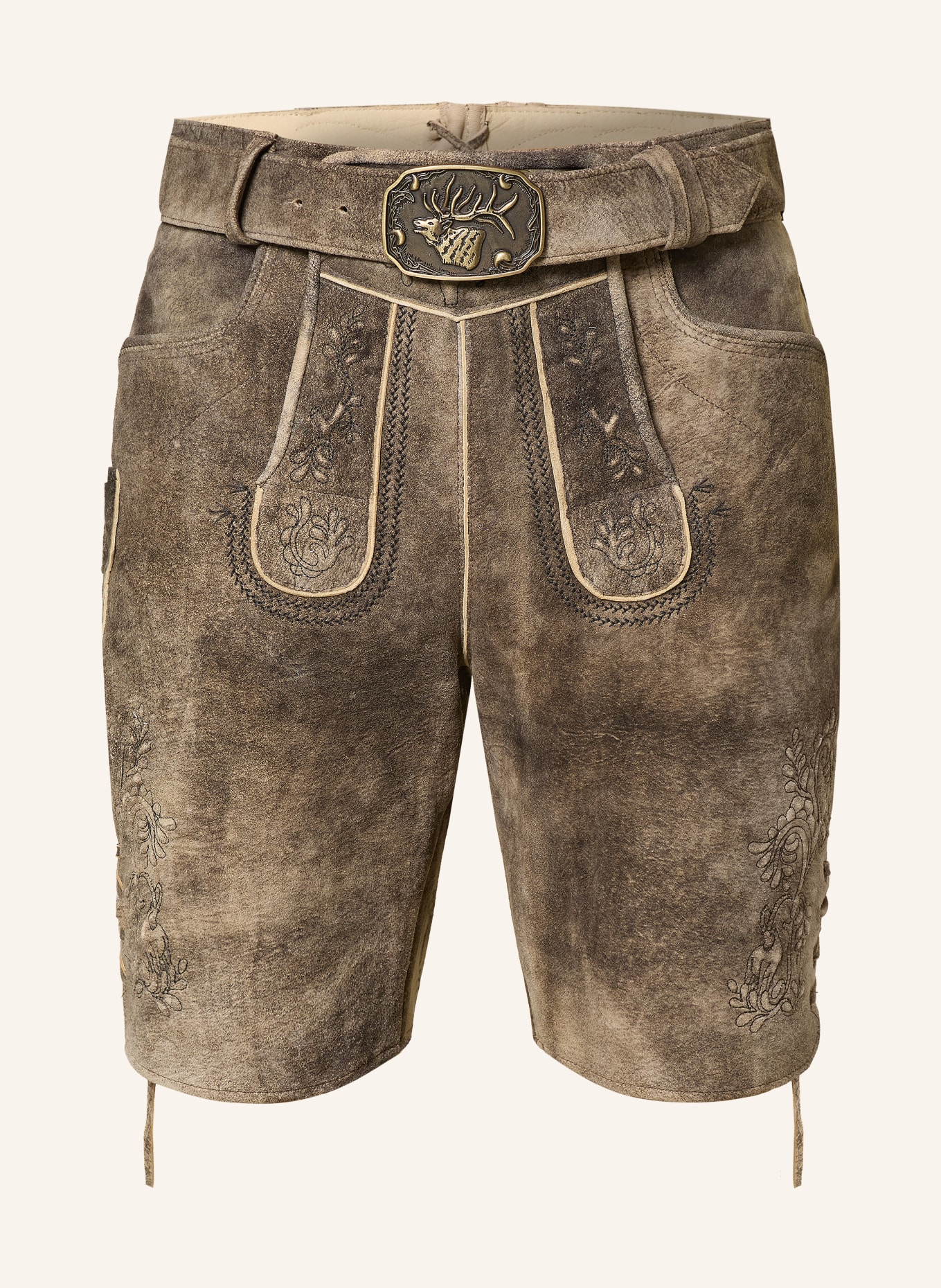 Spieth & Wensky Kožené kalhoty v lidovém stylu: HNĚDÁ / ČERNOŠEDÁ