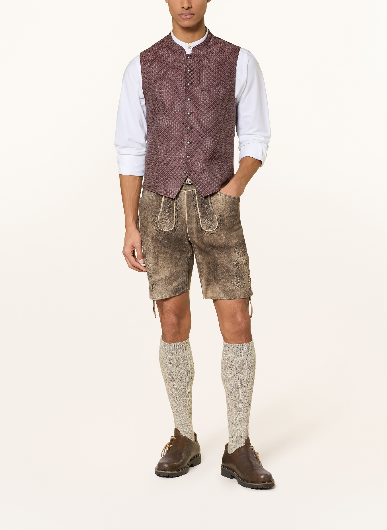 Spieth & Wensky Kožené kalhoty v lidovém stylu: HNĚDÁ / ČERNOŠEDÁ