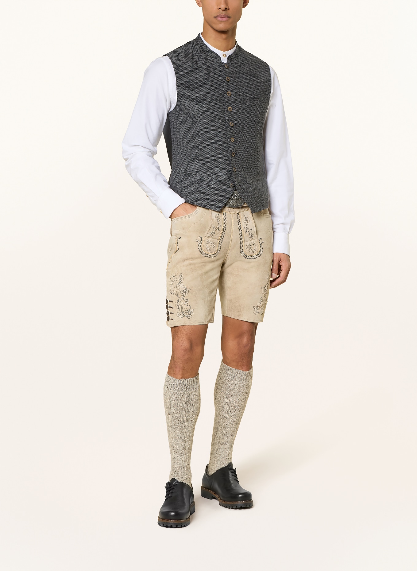 Spieth & Wensky Kožené kalhoty HERBERT: BÉŽOVÁ